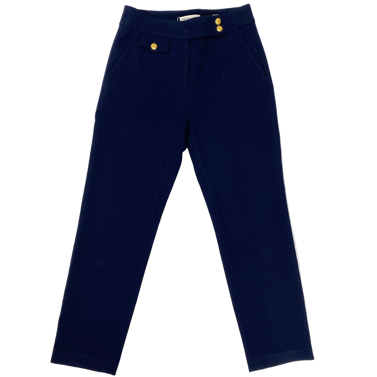 Veronica Beard Navy Thick Jersey Crop Tapered Trousers XS