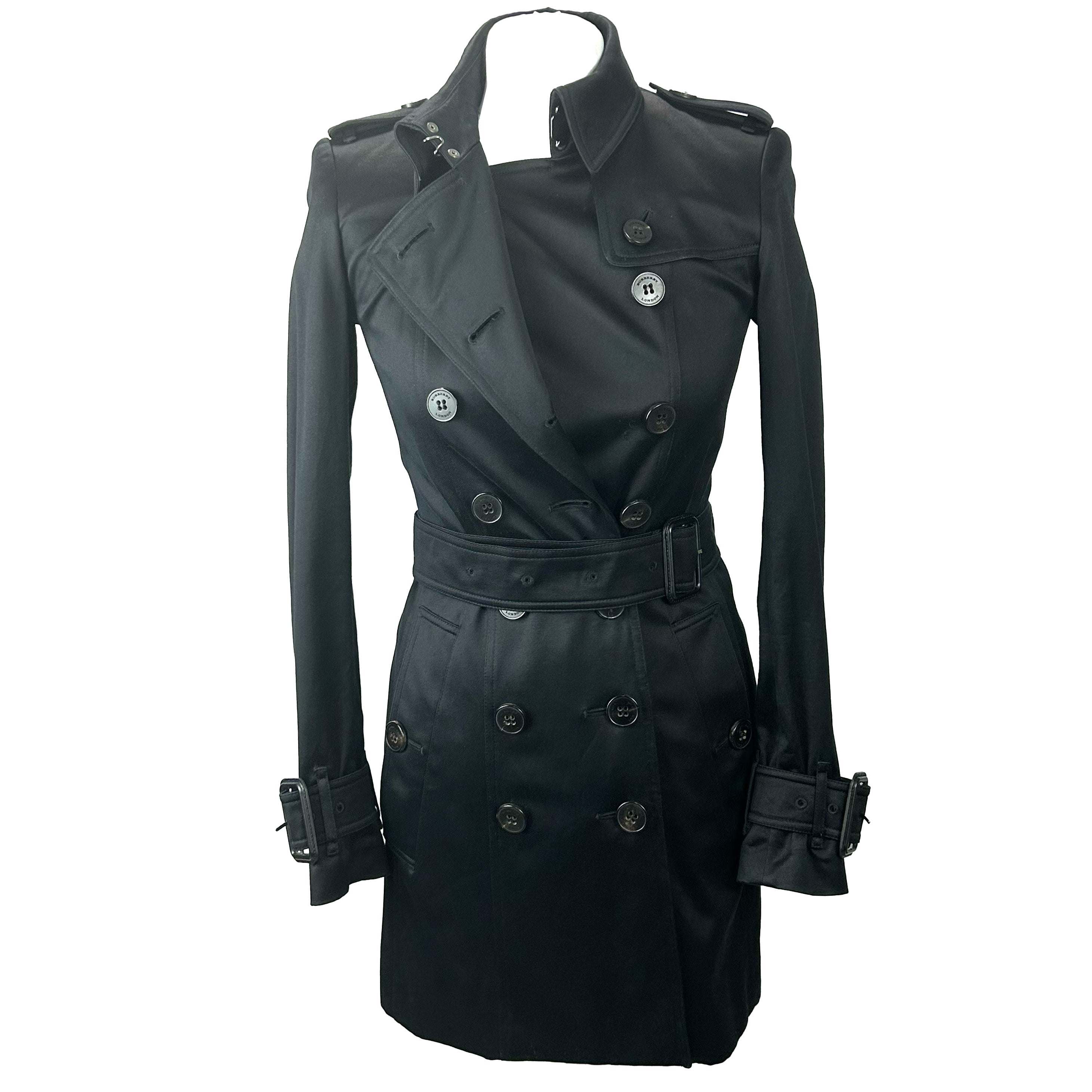 Burberry Brand New £1790 Black Classic Short Kensington Trench Coat XXS