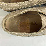 Chanel Natural & Black Linen Brogues 38.5