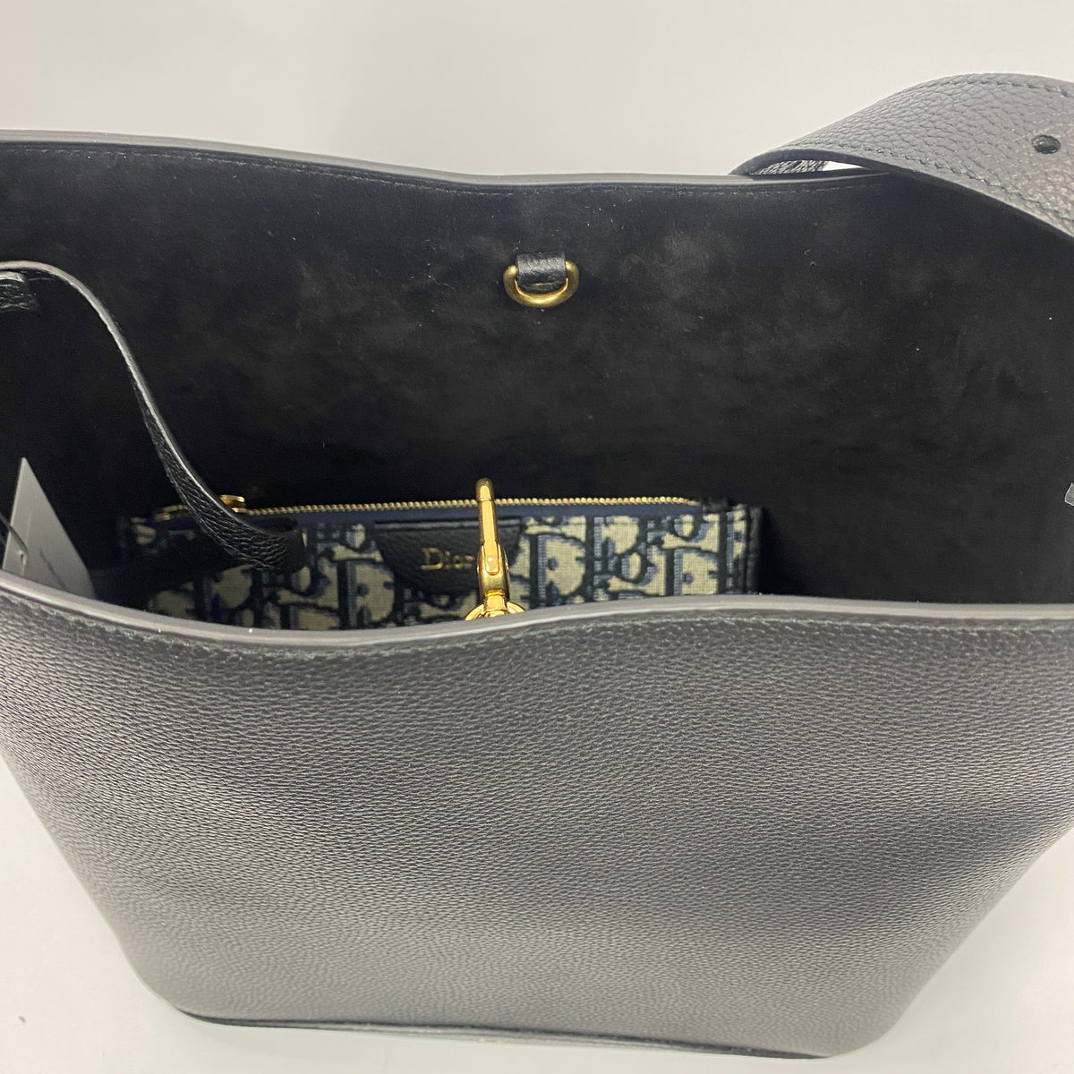 Dior New £3600 Black Medium Médaillon Bucket Bag