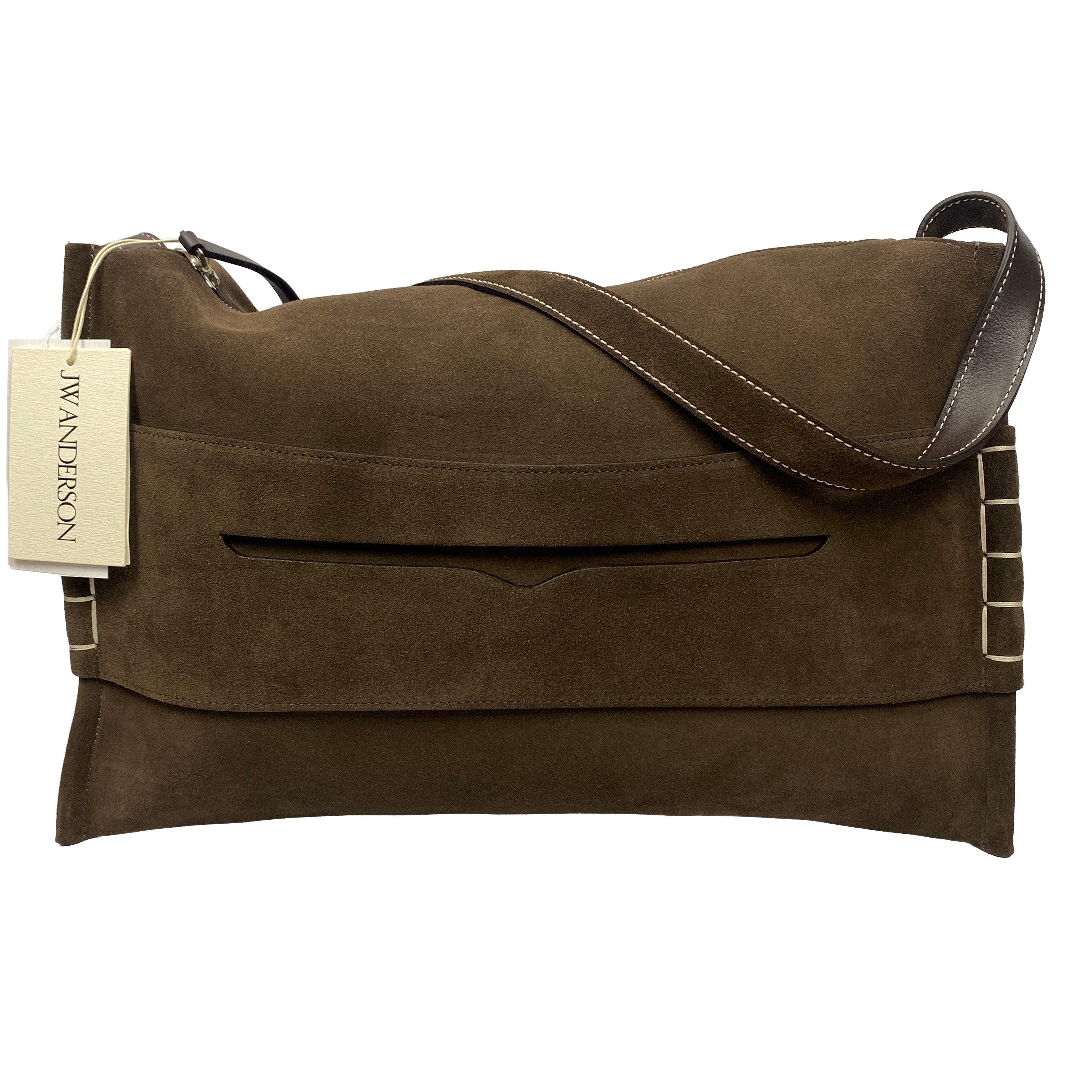 JW Anderson New £1750 Brown Suede Large Loafer Messenger Bag