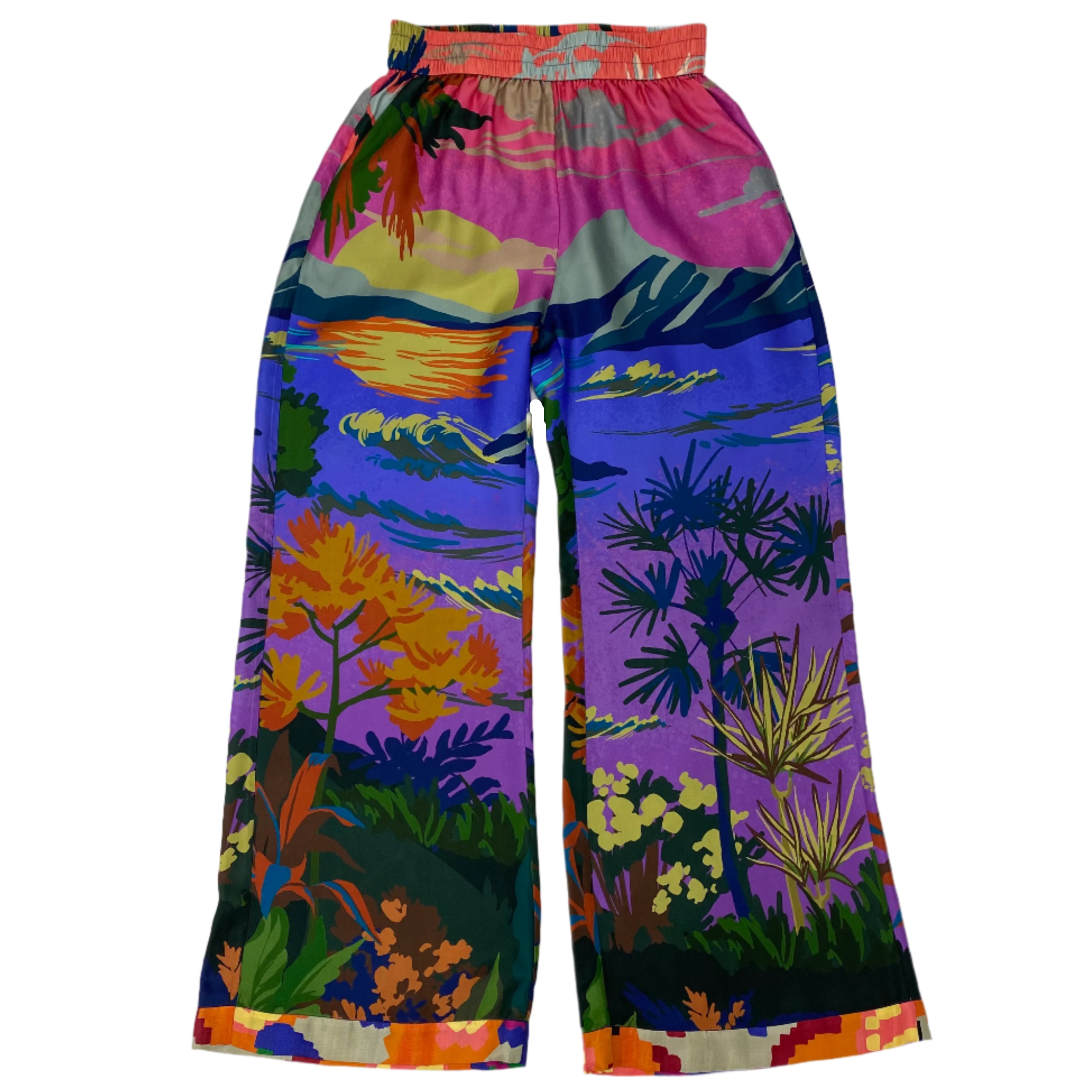 Munthe £295 Multicolour Painted Silk Crop Pants XS/S