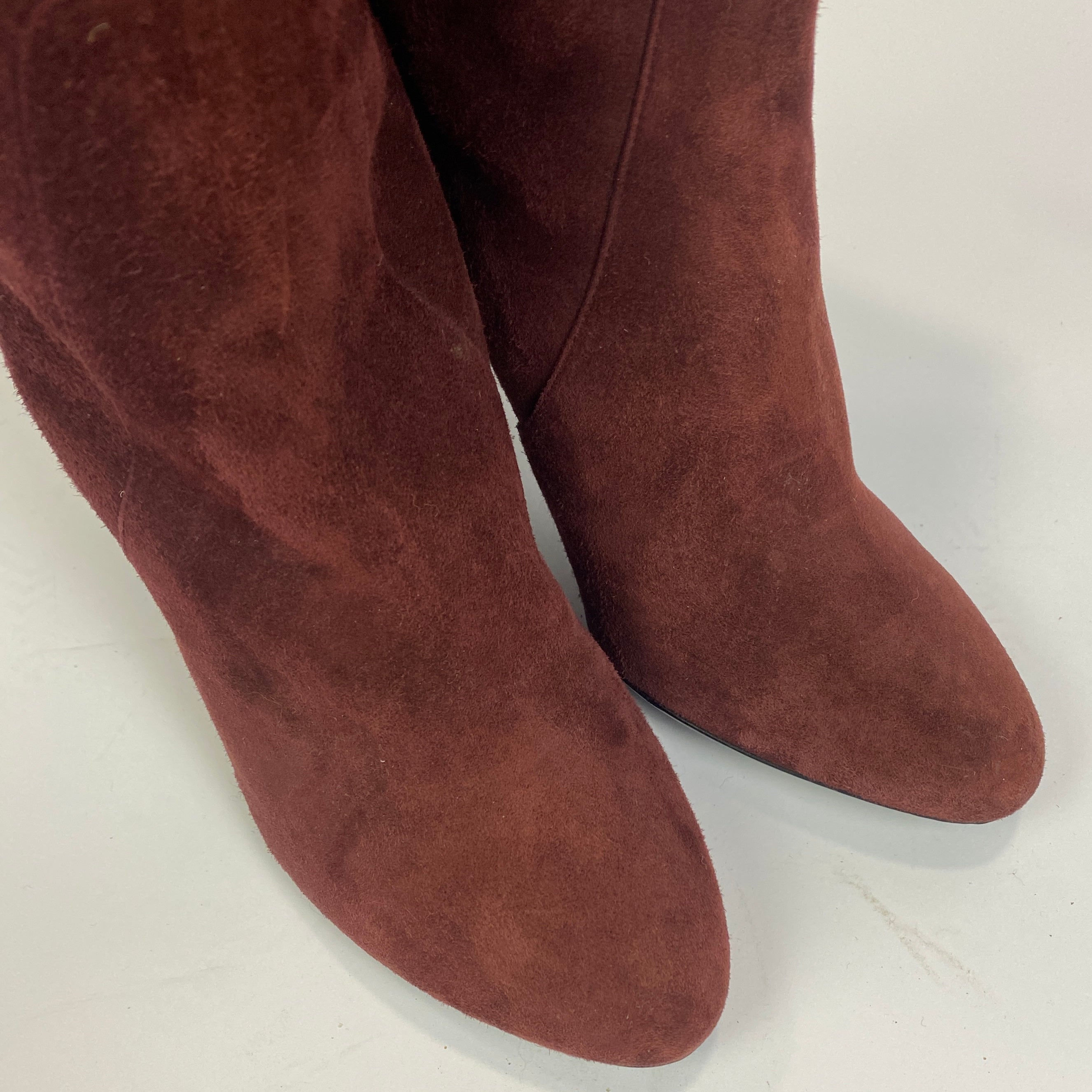 Christian Dior £1400 Burgundy Suede Over the Knee Boots 38