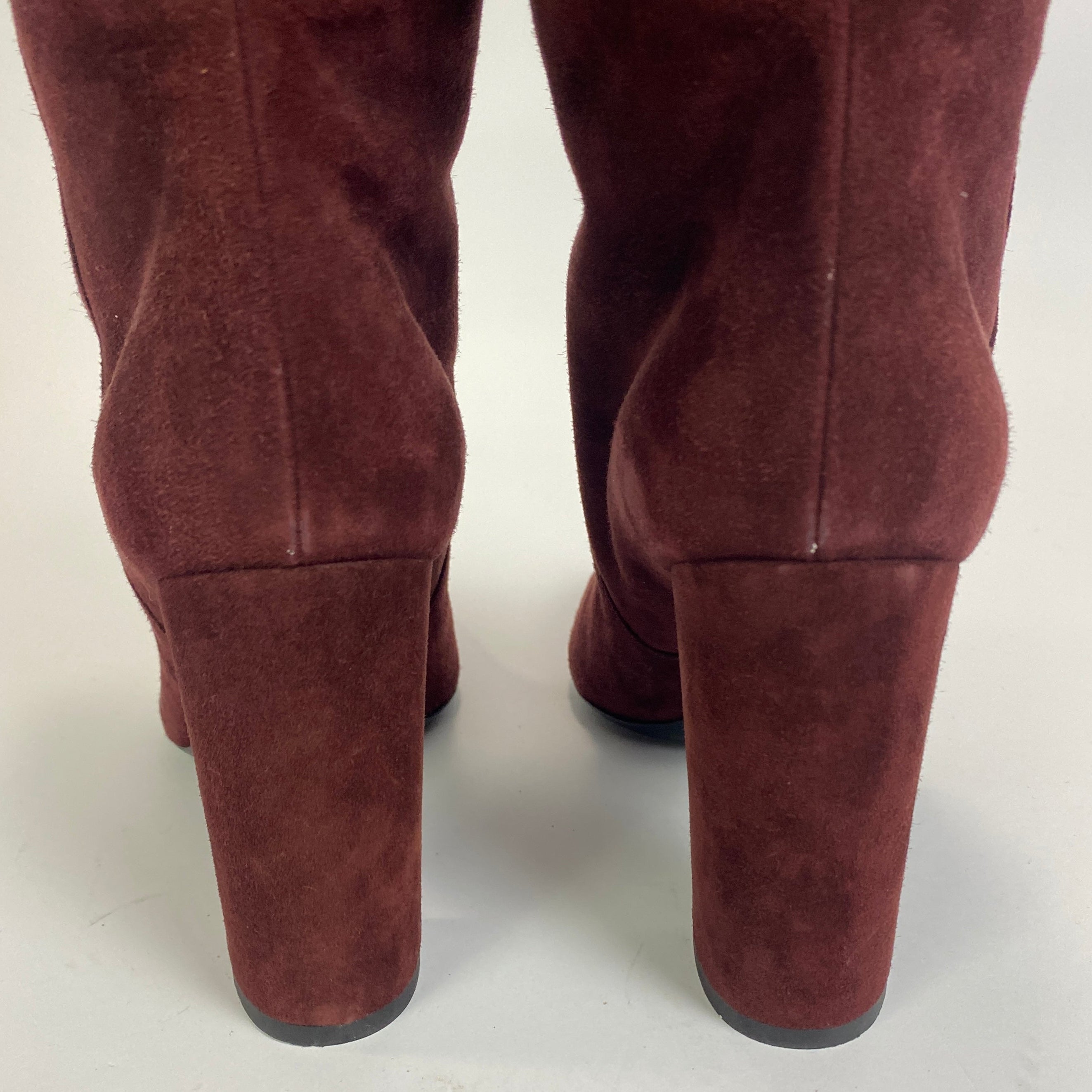 Christian Dior £1400 Burgundy Suede Over the Knee Boots 38