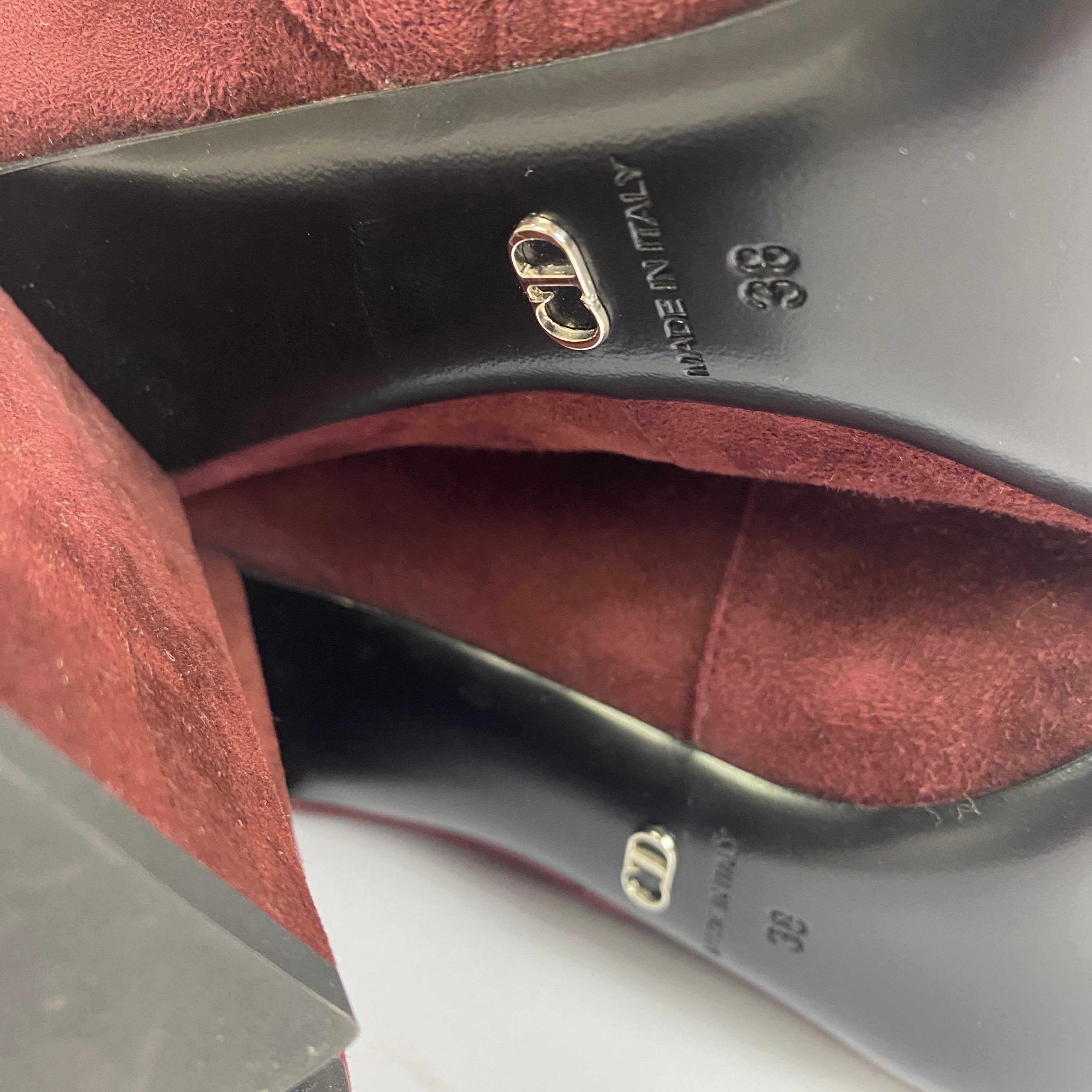 Christian Dior £1400 Burgundy Suede Over the Knee Boots 38