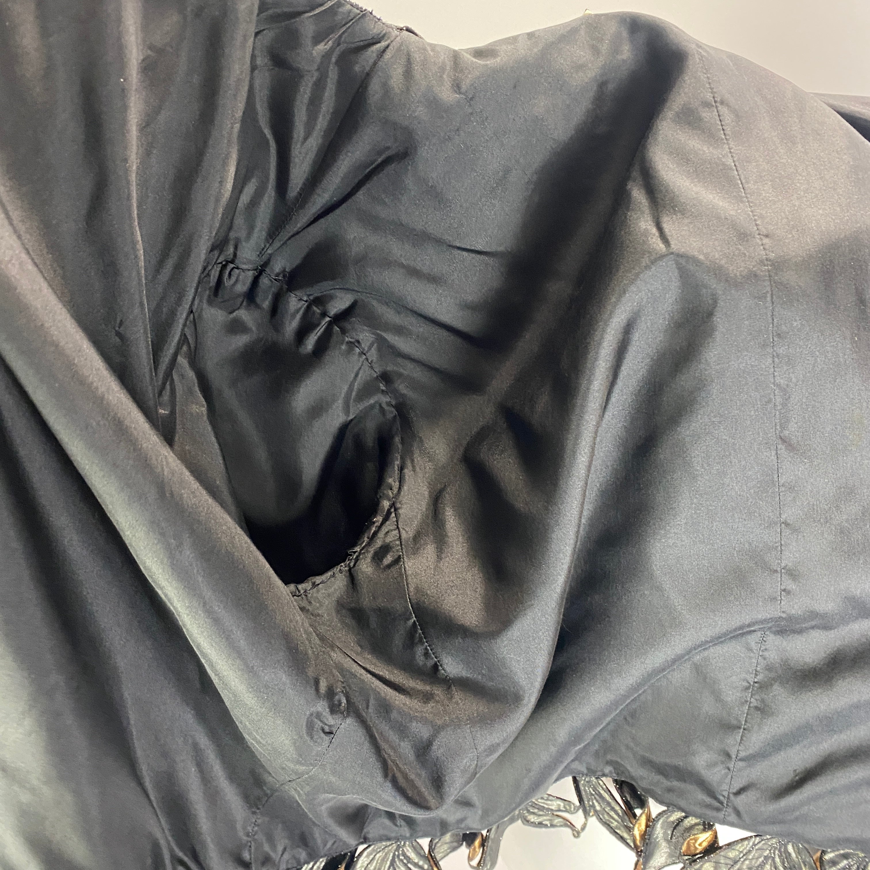 Chanel Vintage Black Velvet Gold Petal Trim Bolero Jacket S/M