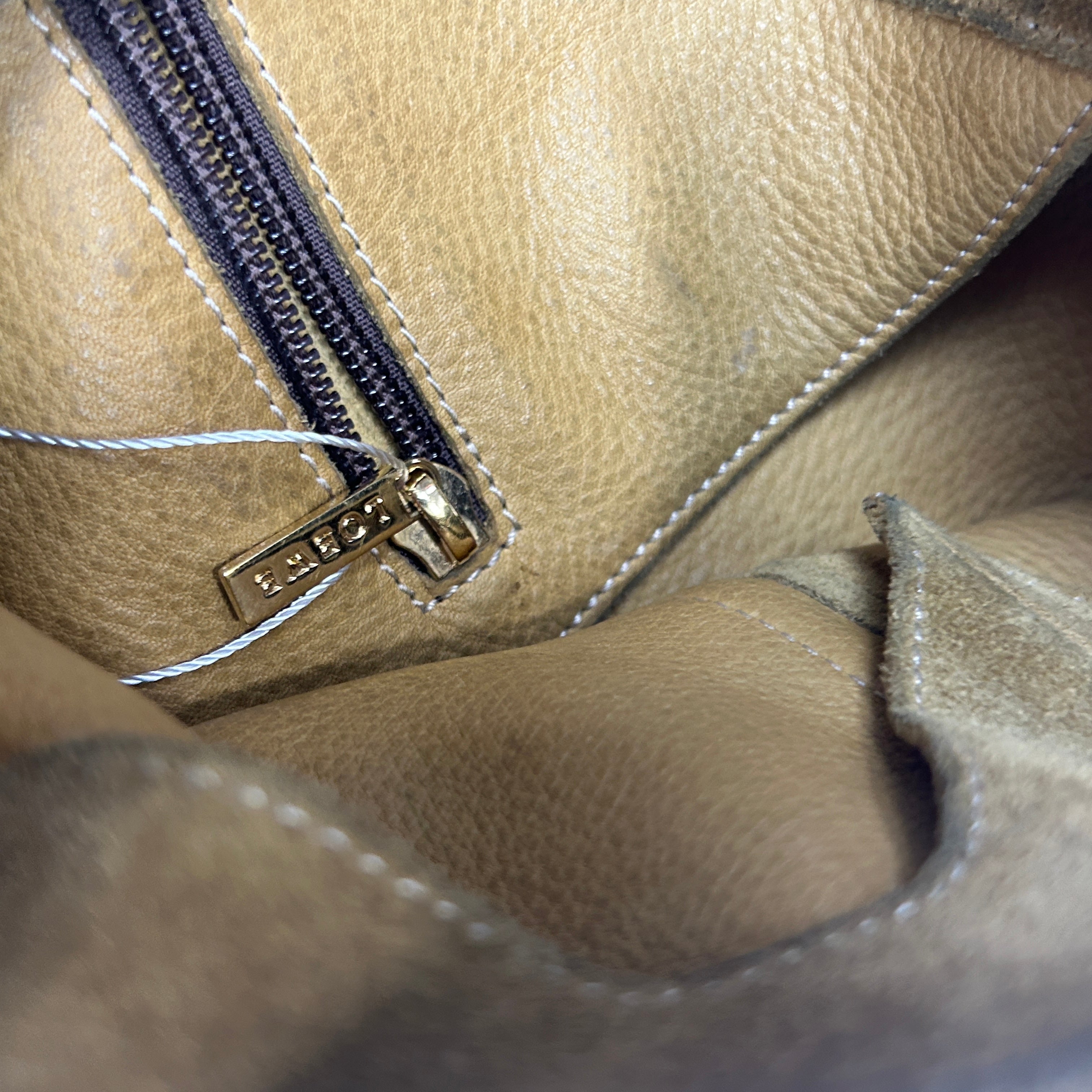 Loewe Camel Suede & Chocolate Leather Hobo Anagram Shoulderbag