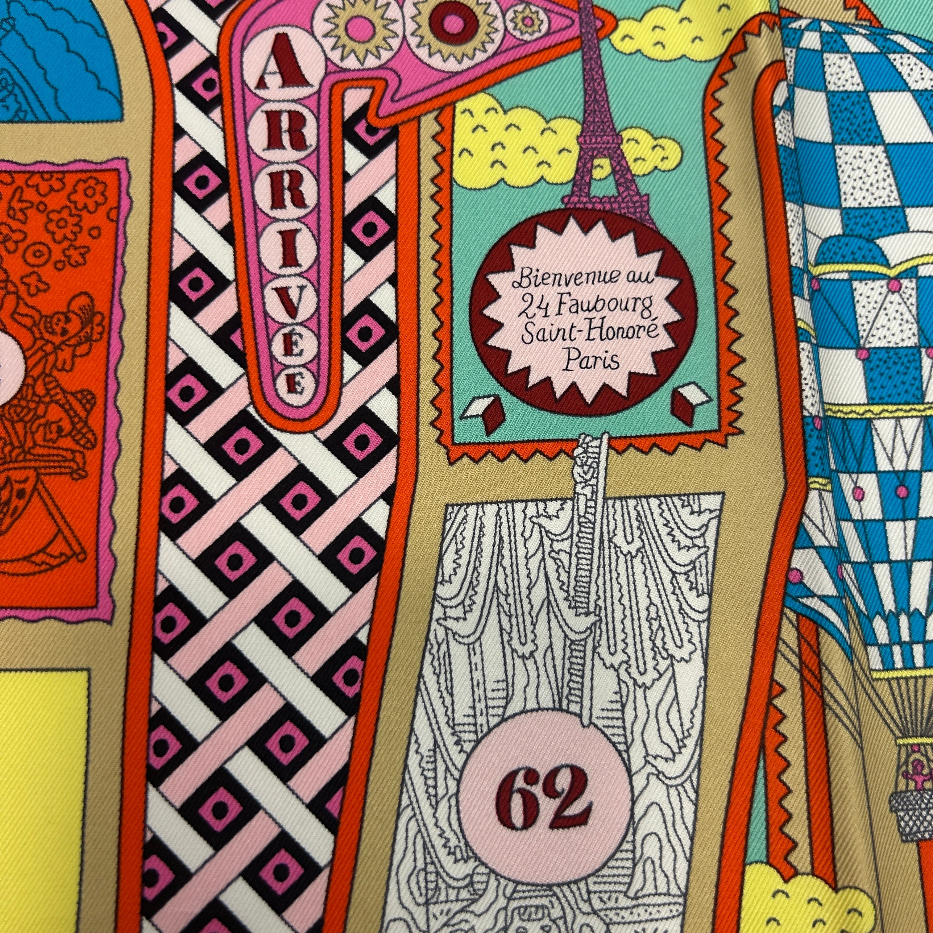 Hermes Le Tour Du Monde En 63 Cases Silk Twill 90 Scarf