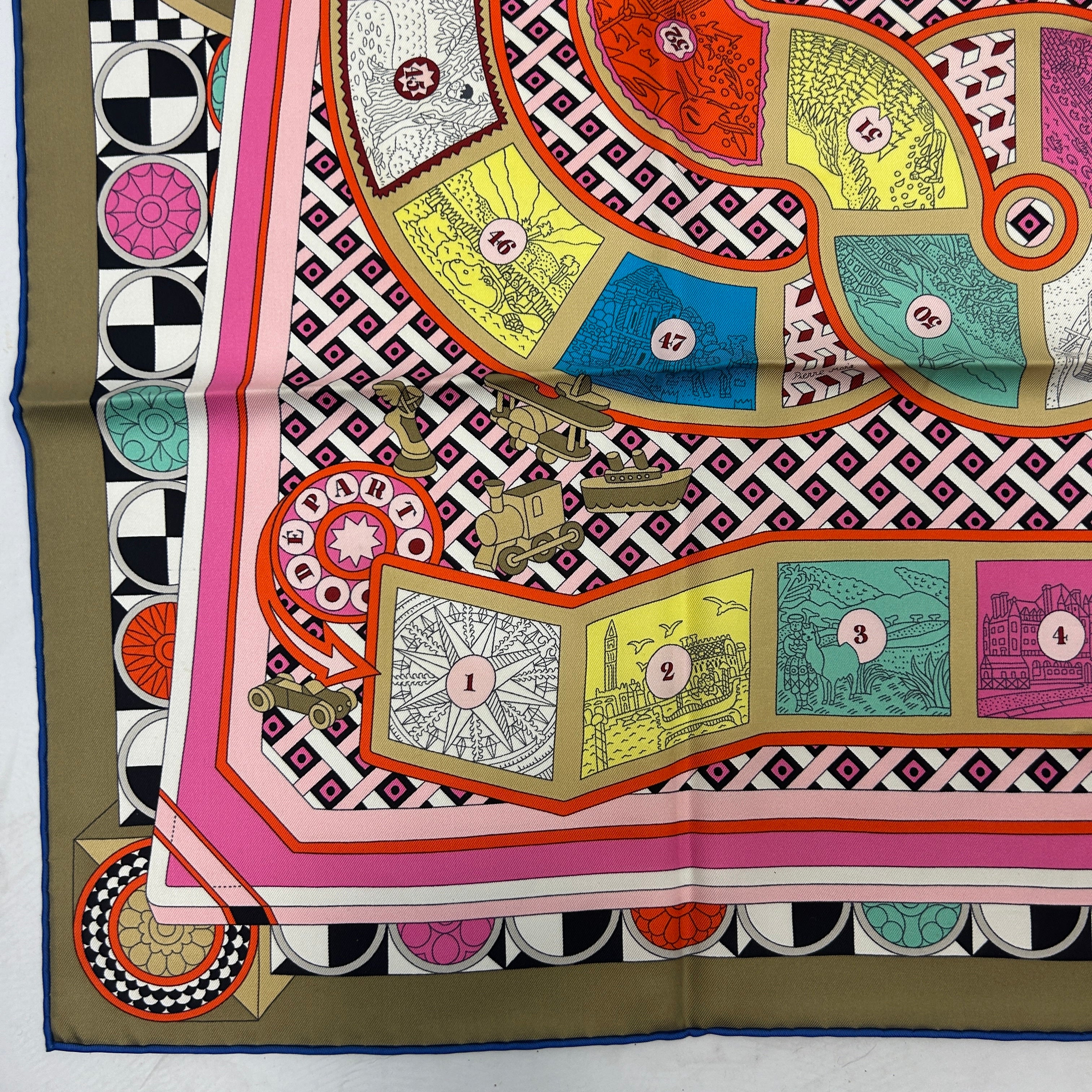 Hermes Le Tour Du Monde En 63 Cases Silk Twill 90 Scarf