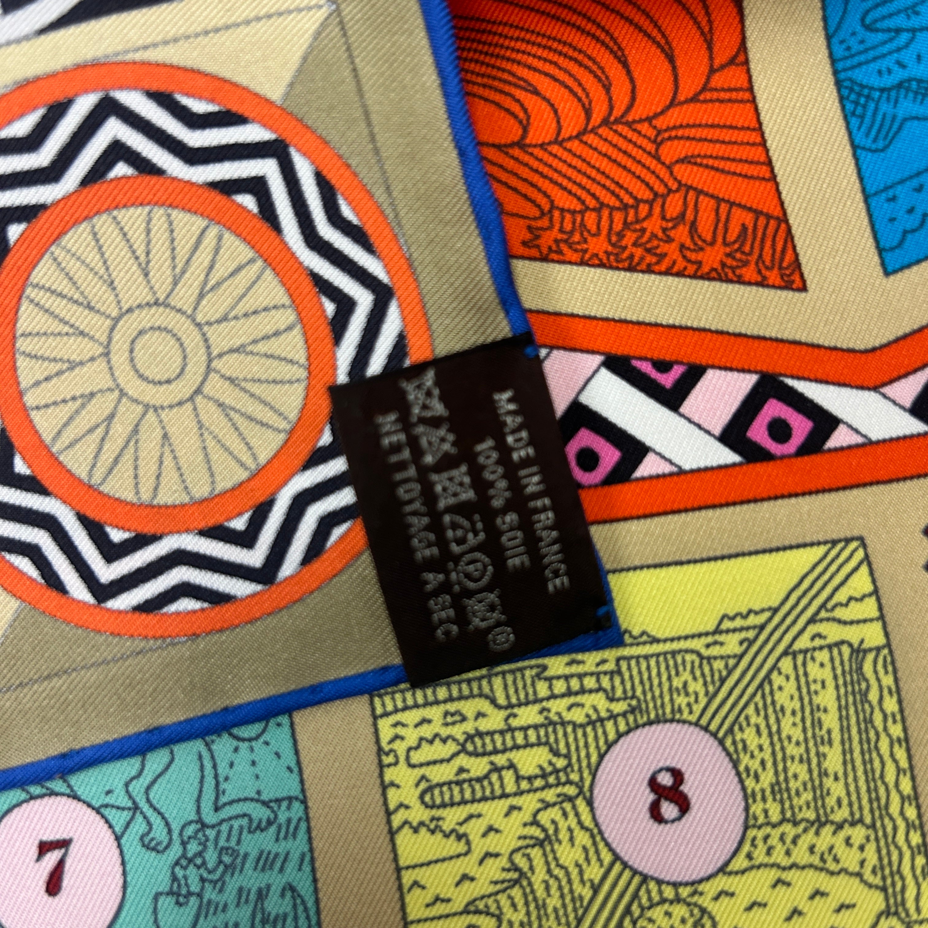 Hermes Le Tour Du Monde En 63 Cases Silk Twill 90 Scarf