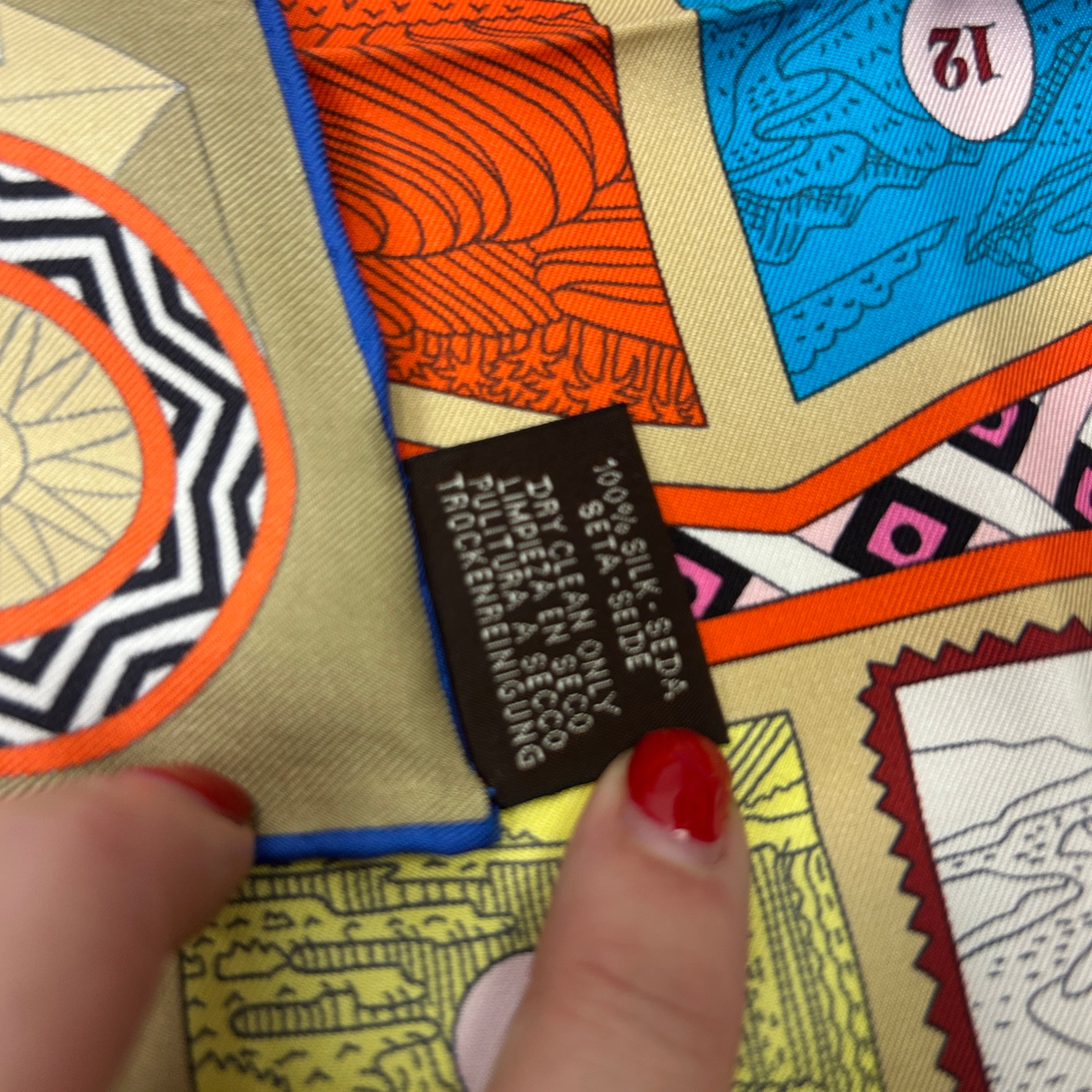 Hermes Le Tour Du Monde En 63 Cases Silk Twill 90 Scarf