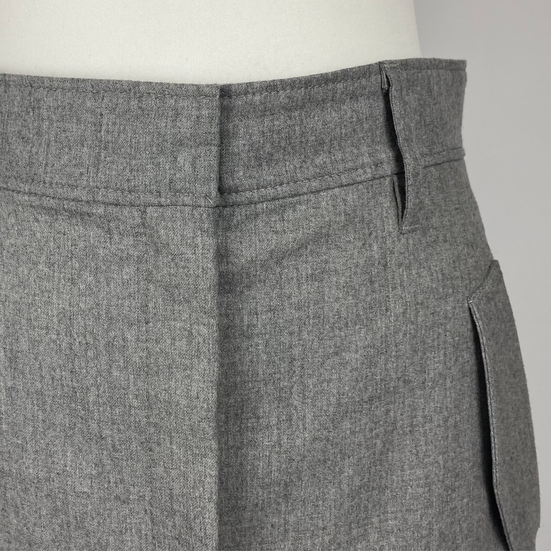 Brunello Cucinelli Grey Wool Straight Midaxi Skirt S