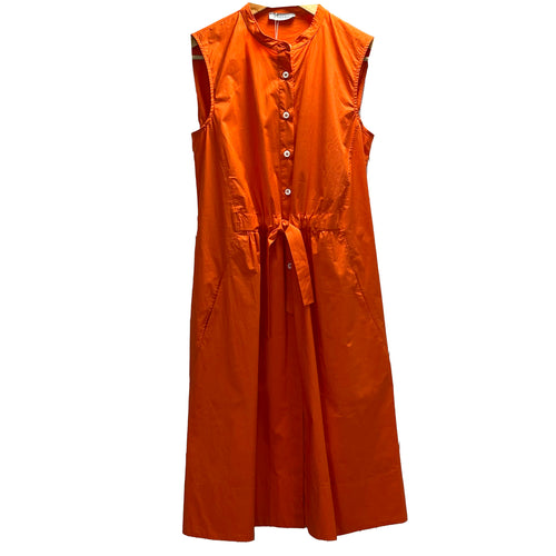 Rosso35 Orange Cotton Sleeveless Shirt Dress S