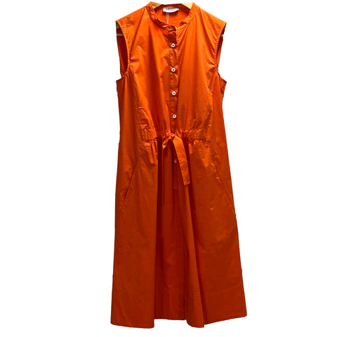 Rosso35_Orange Cotton Sleeveless Shirt Dress_I42