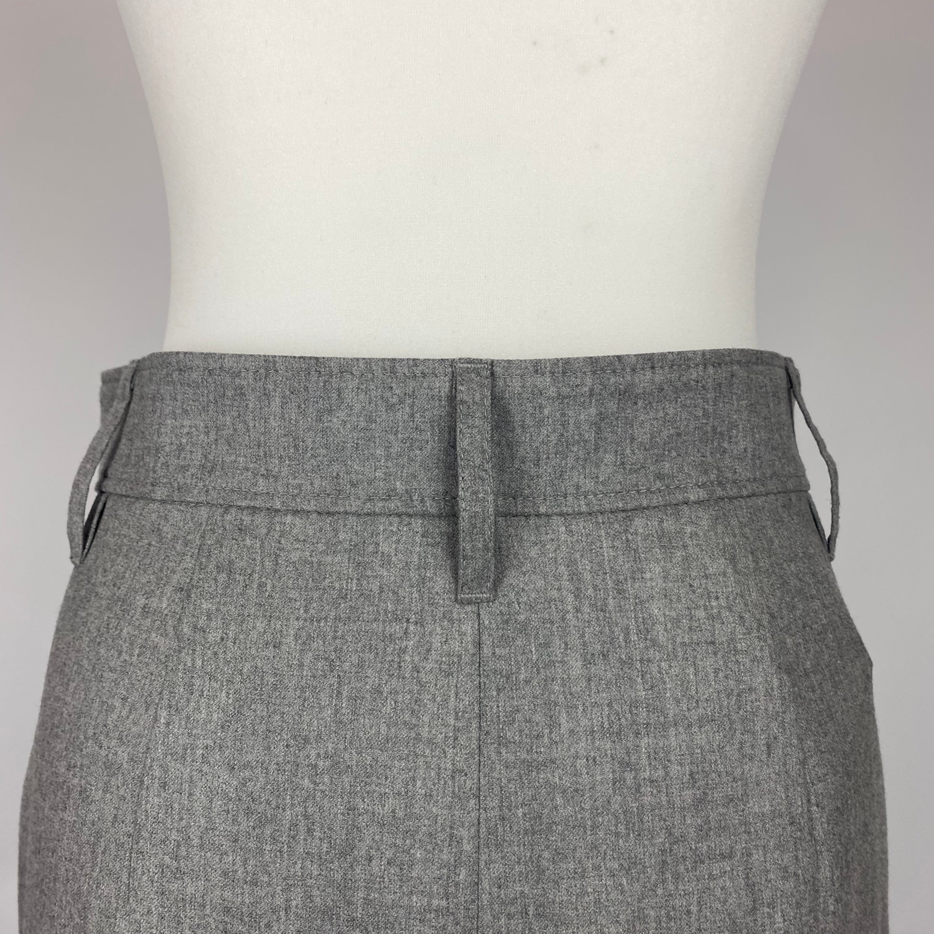 Brunello Cucinelli Grey Wool Straight Midaxi Skirt S