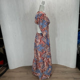 Xirena Cotton Floral Painted Open Back Maxi Dress M