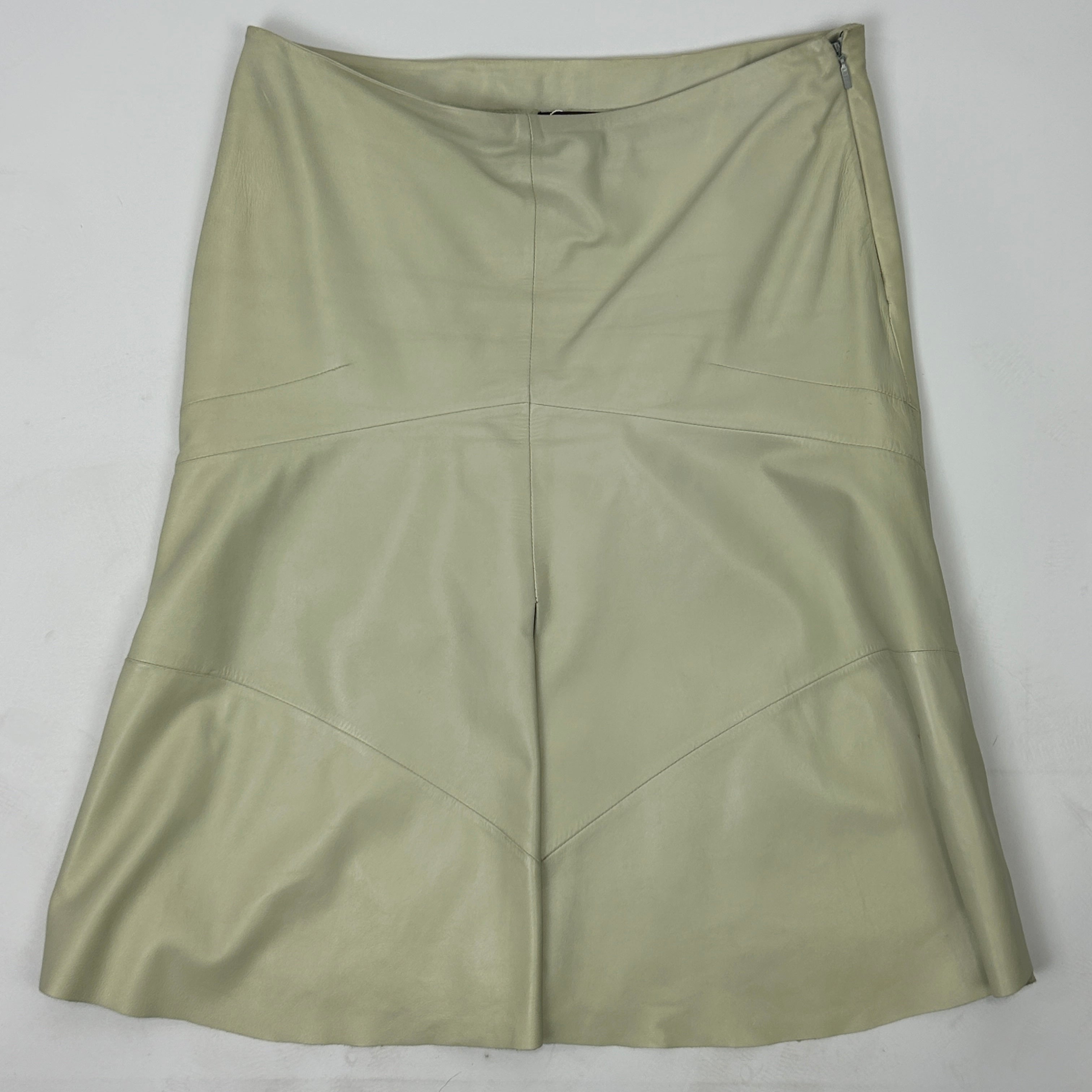 Loewe Pale Mint Nappa Leather Flared Midi Skirt M