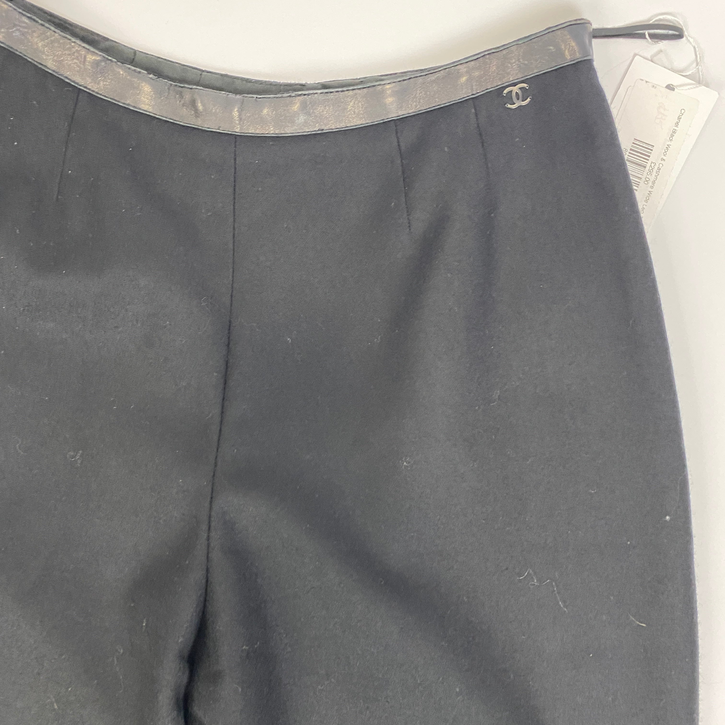 Chanel Black Wool & Cashmere Wide Leg Trousers S