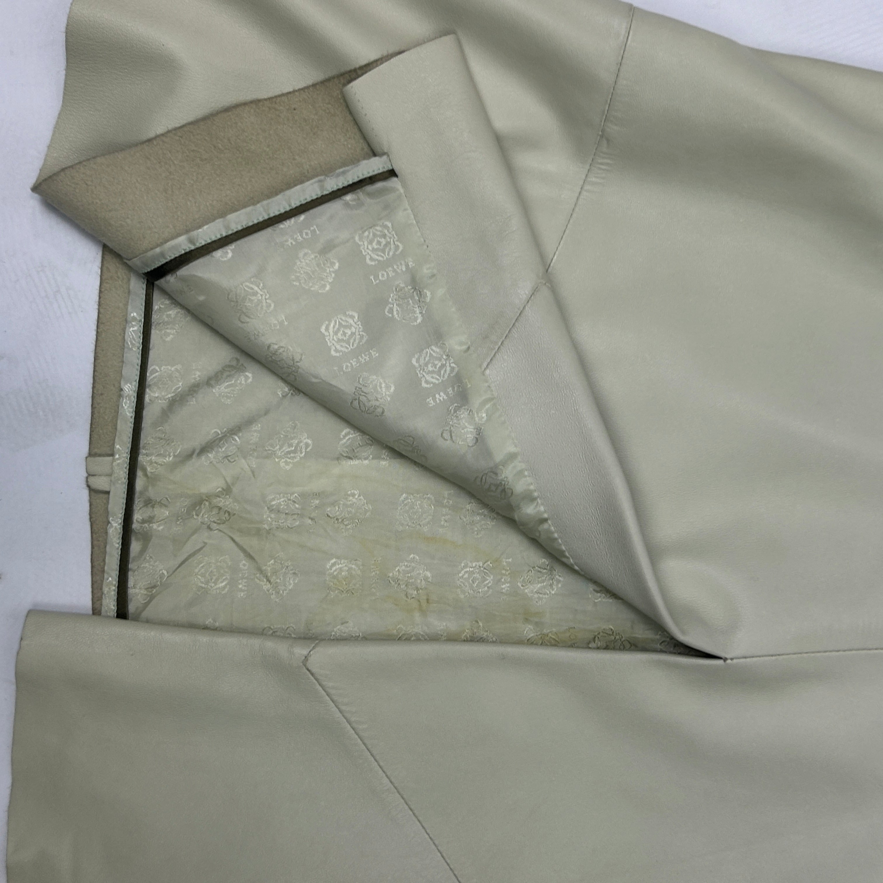Loewe Pale Mint Nappa Leather Flared Midi Skirt M