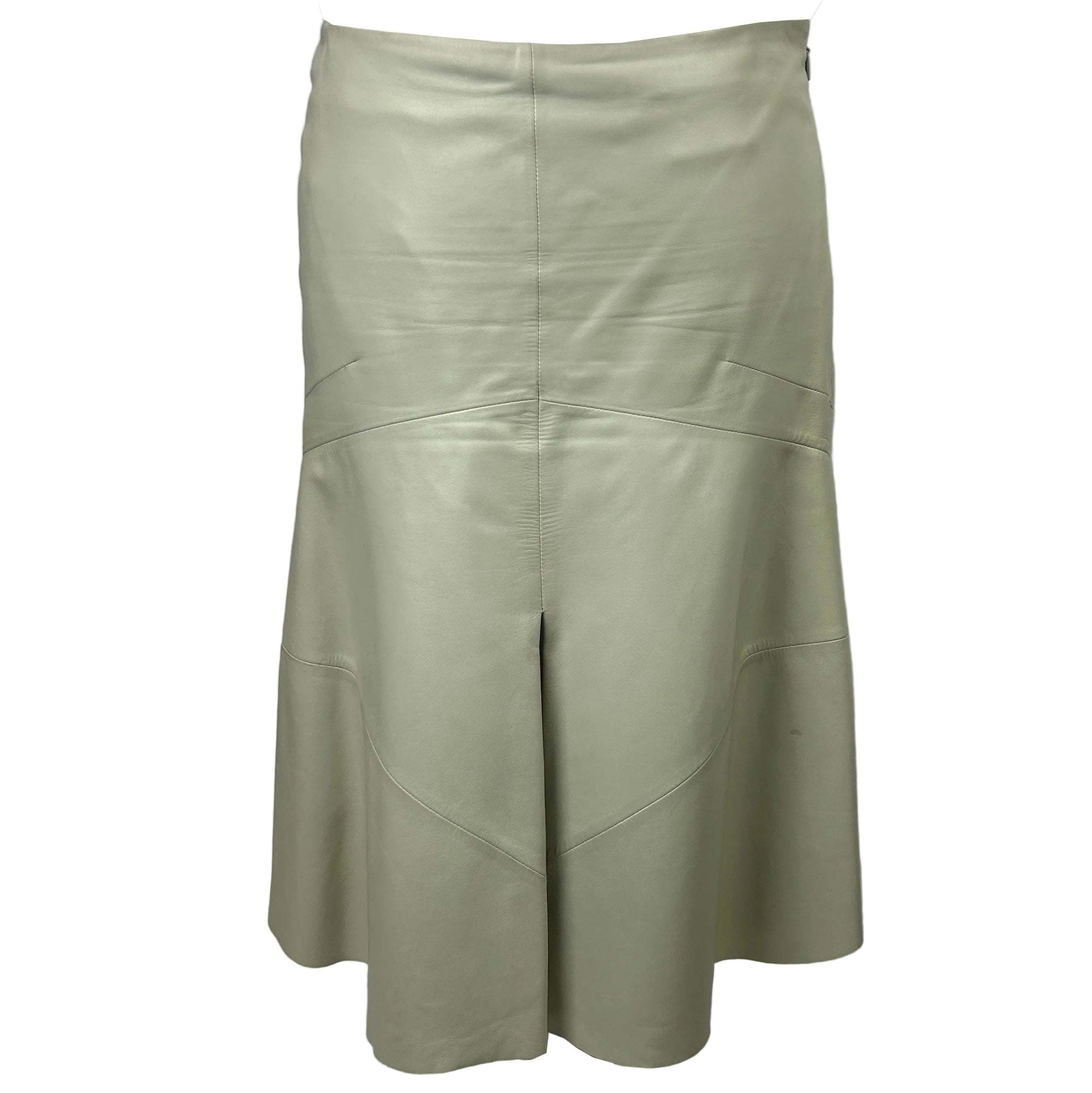 Loewe Pale Mint Nappa Leather Flared Midi Skirt M