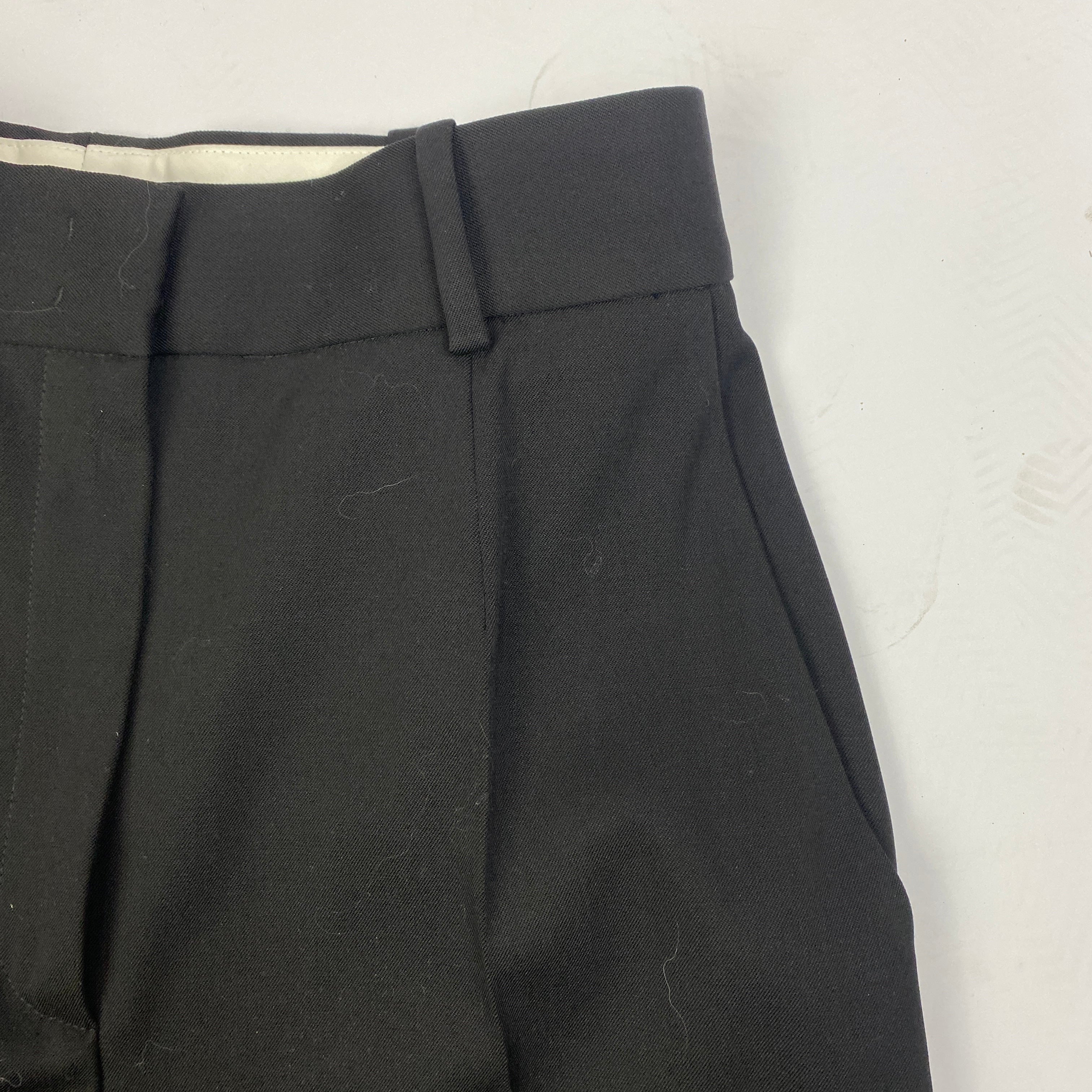 Another Tomorrow £575 Black Stretch Wool Straight Leg Pants XS