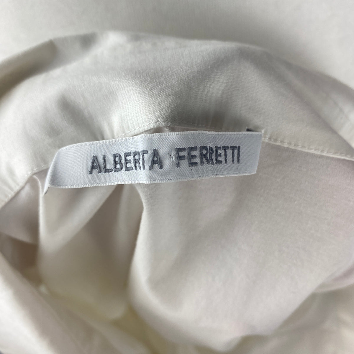 Alberta Ferretti Cream Stretch Cotton Longline Shirt S