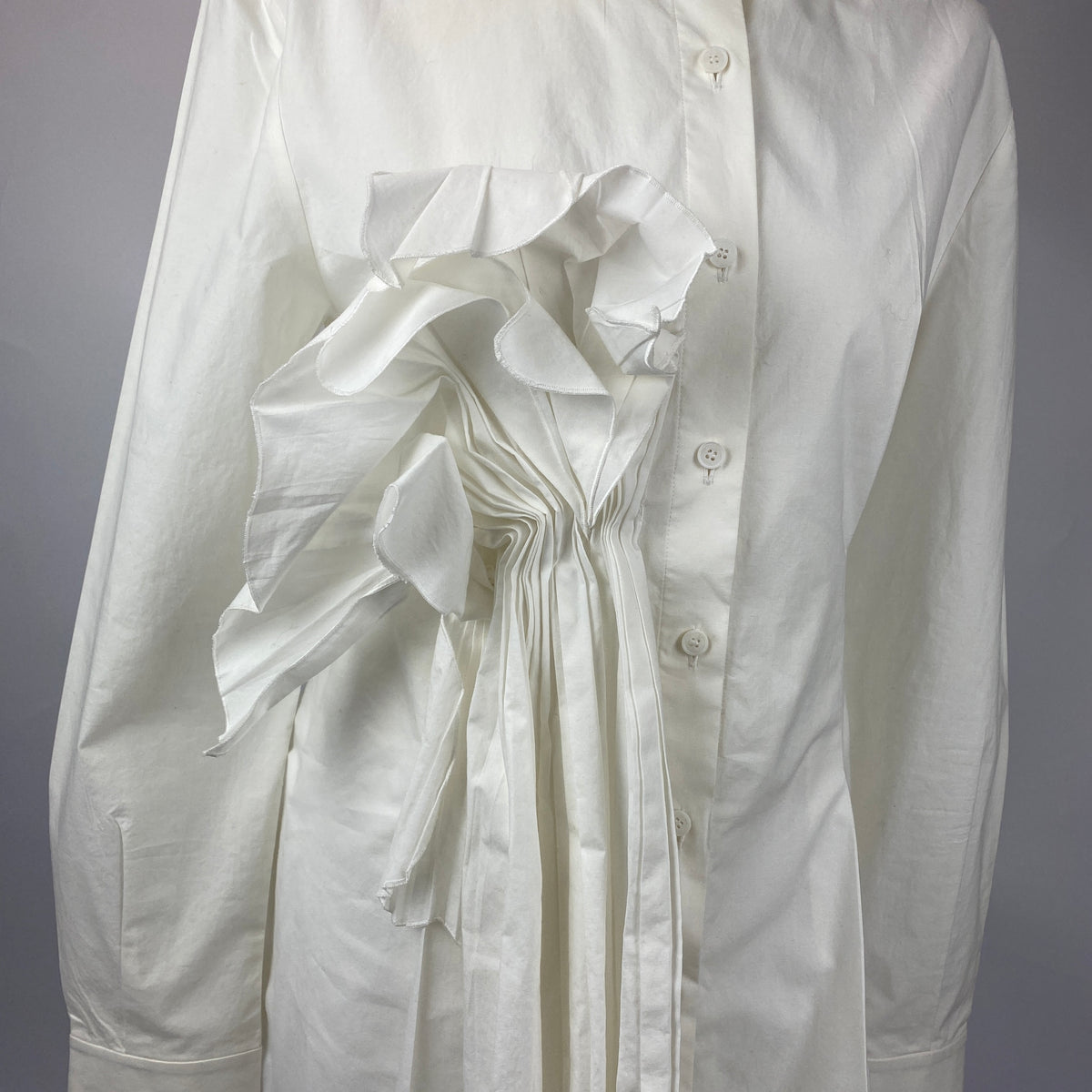 Alberta Ferretti Cream Stretch Cotton Longline Shirt S