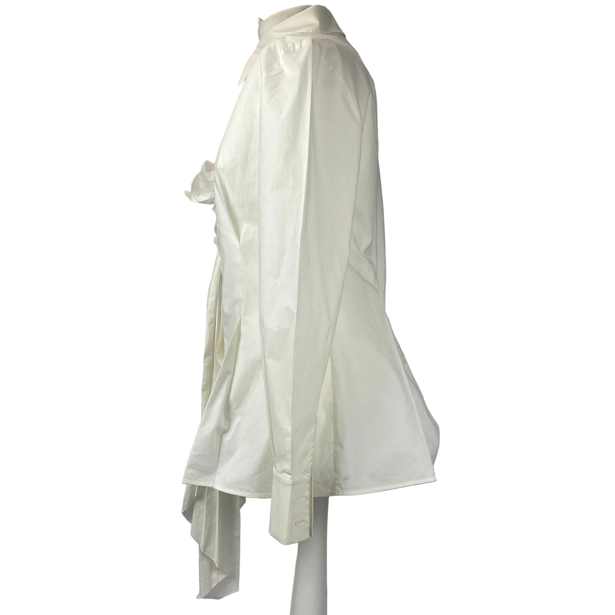 Alberta Ferretti Cream Stretch Cotton Longline Shirt S