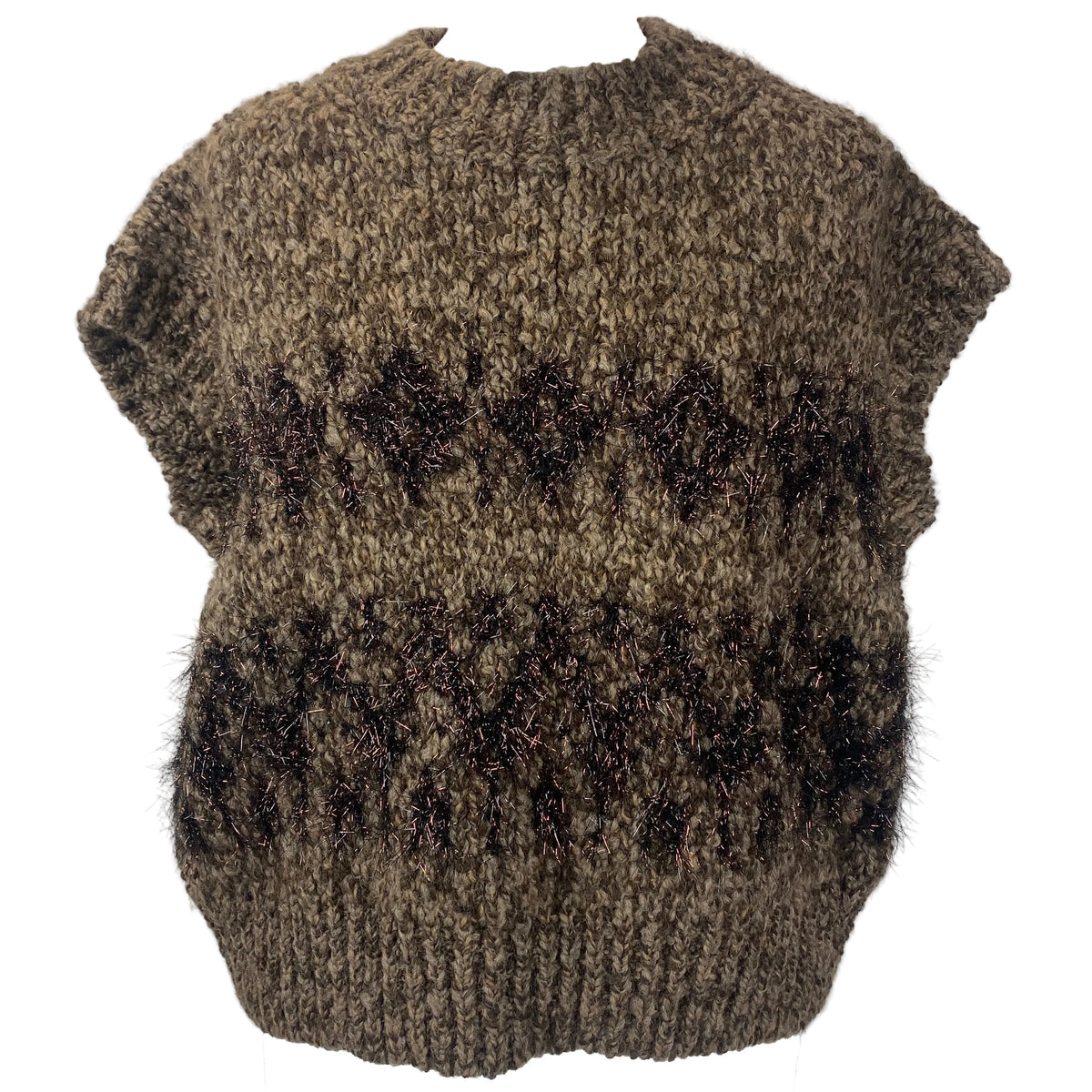 Roberto Collina Mocha Twisted Alpaca Tinsel Sweater M