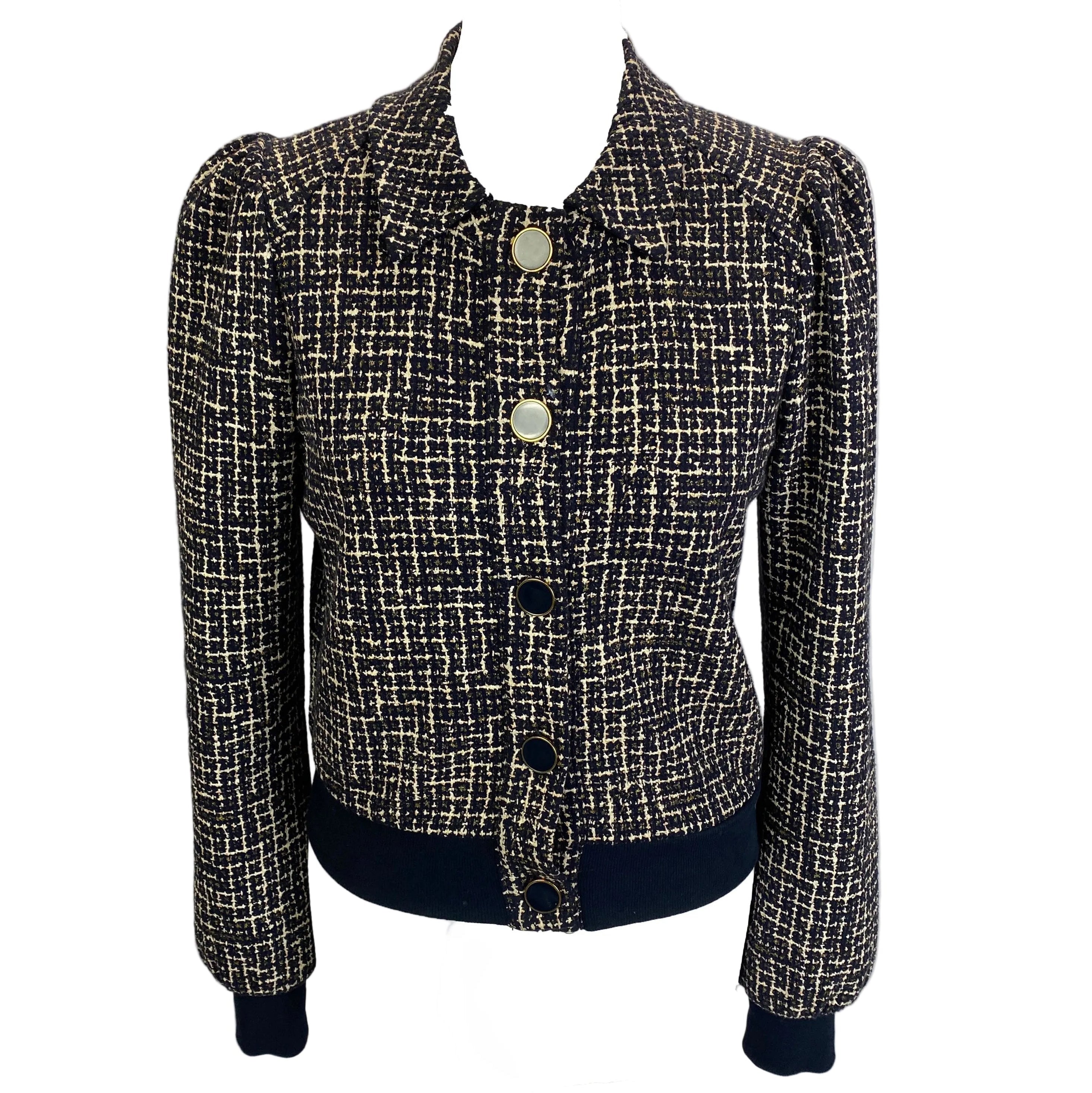 Me&Em £150 Black & Ivory Boucle Tweed Check Jacket S