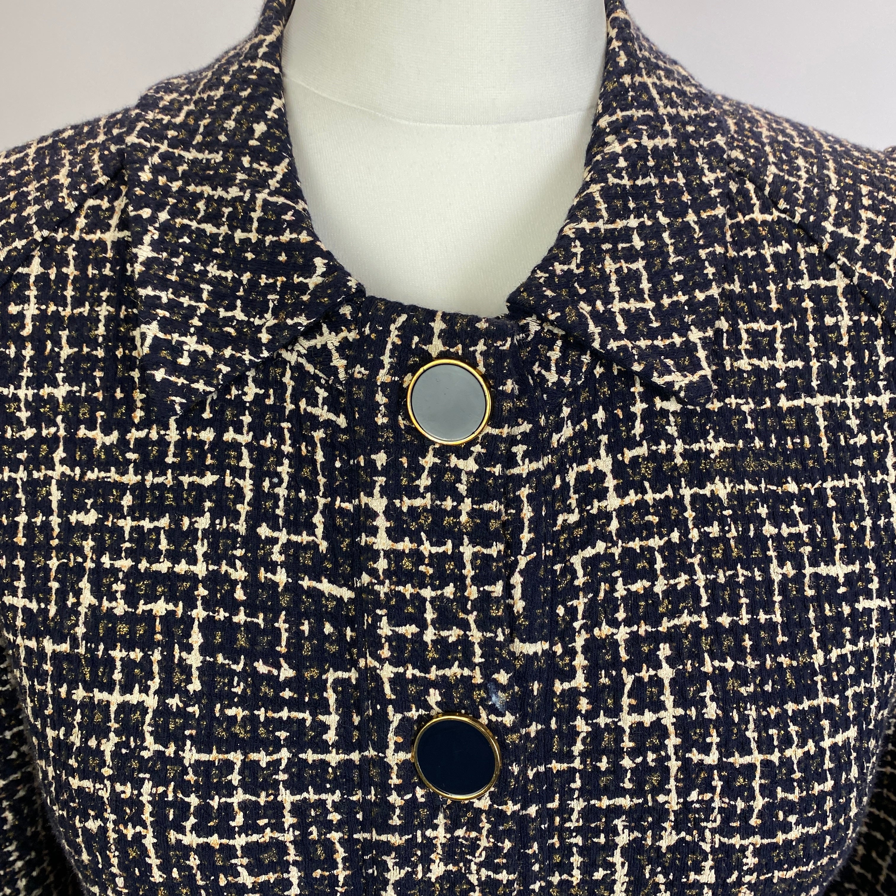 Me&Em £150 Black & Ivory Boucle Tweed Check Jacket S