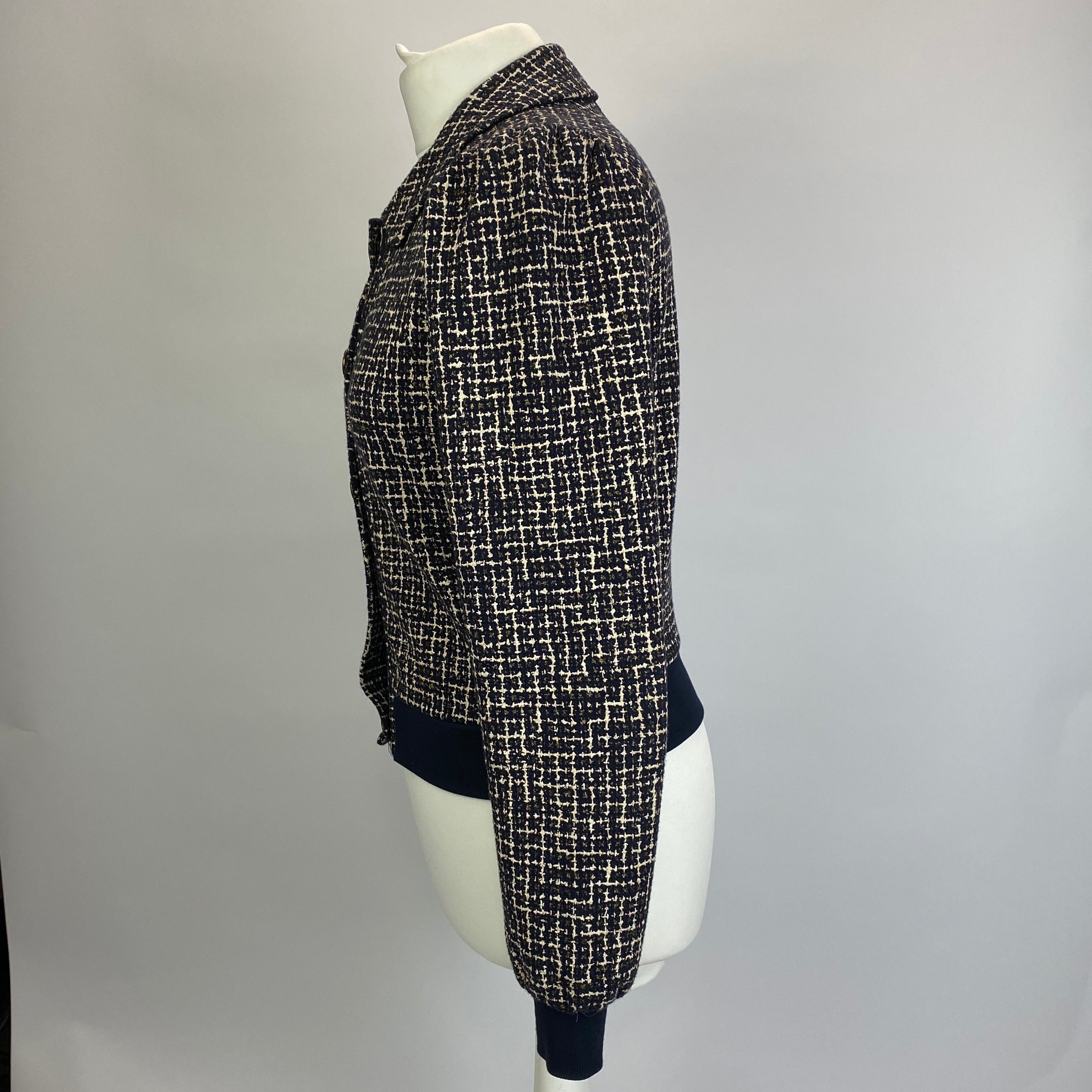 Me&Em £150 Black & Ivory Boucle Tweed Check Jacket S