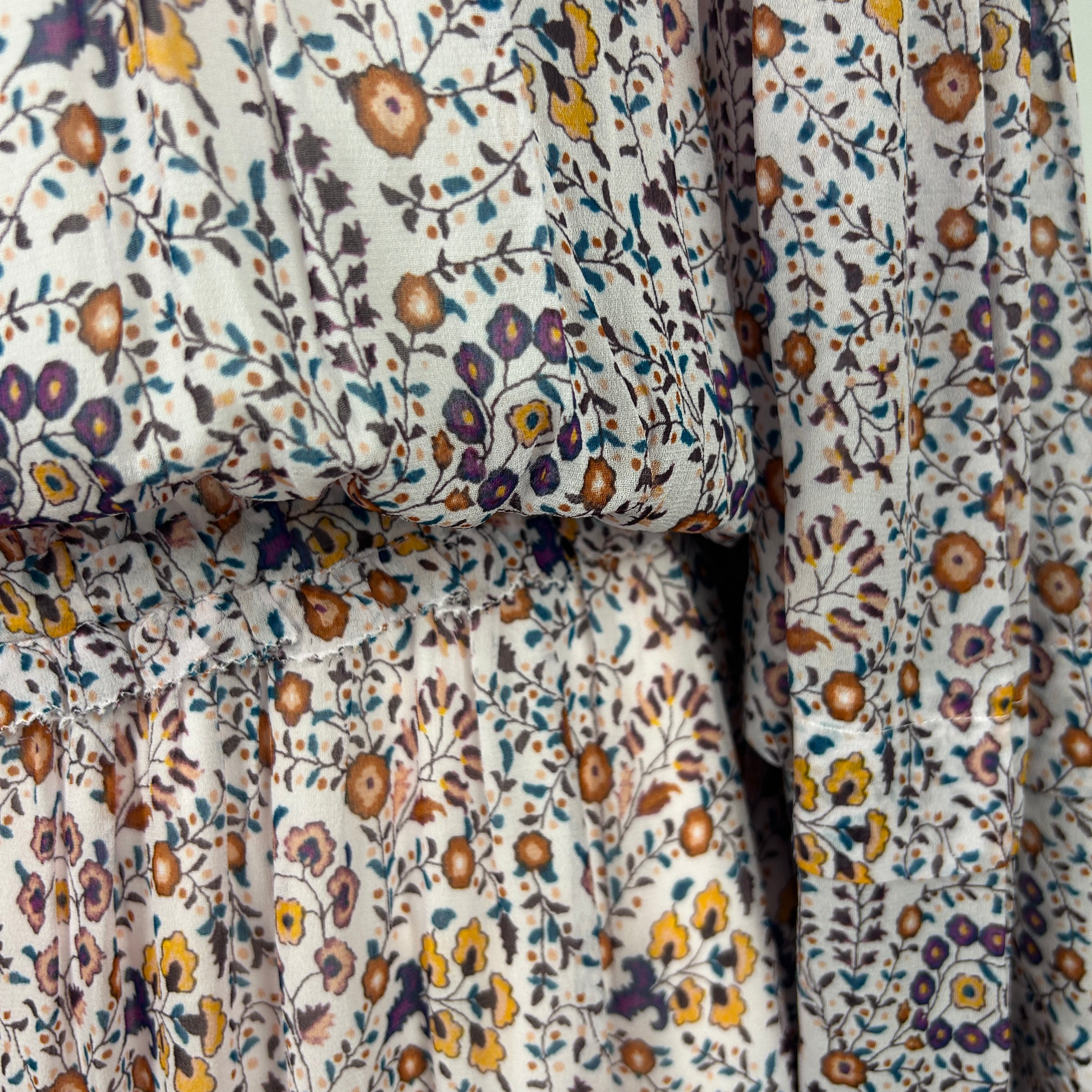 Isabel Marant Etoile New £720 Ivory Floral Chiffon Naema Maxi Dress M