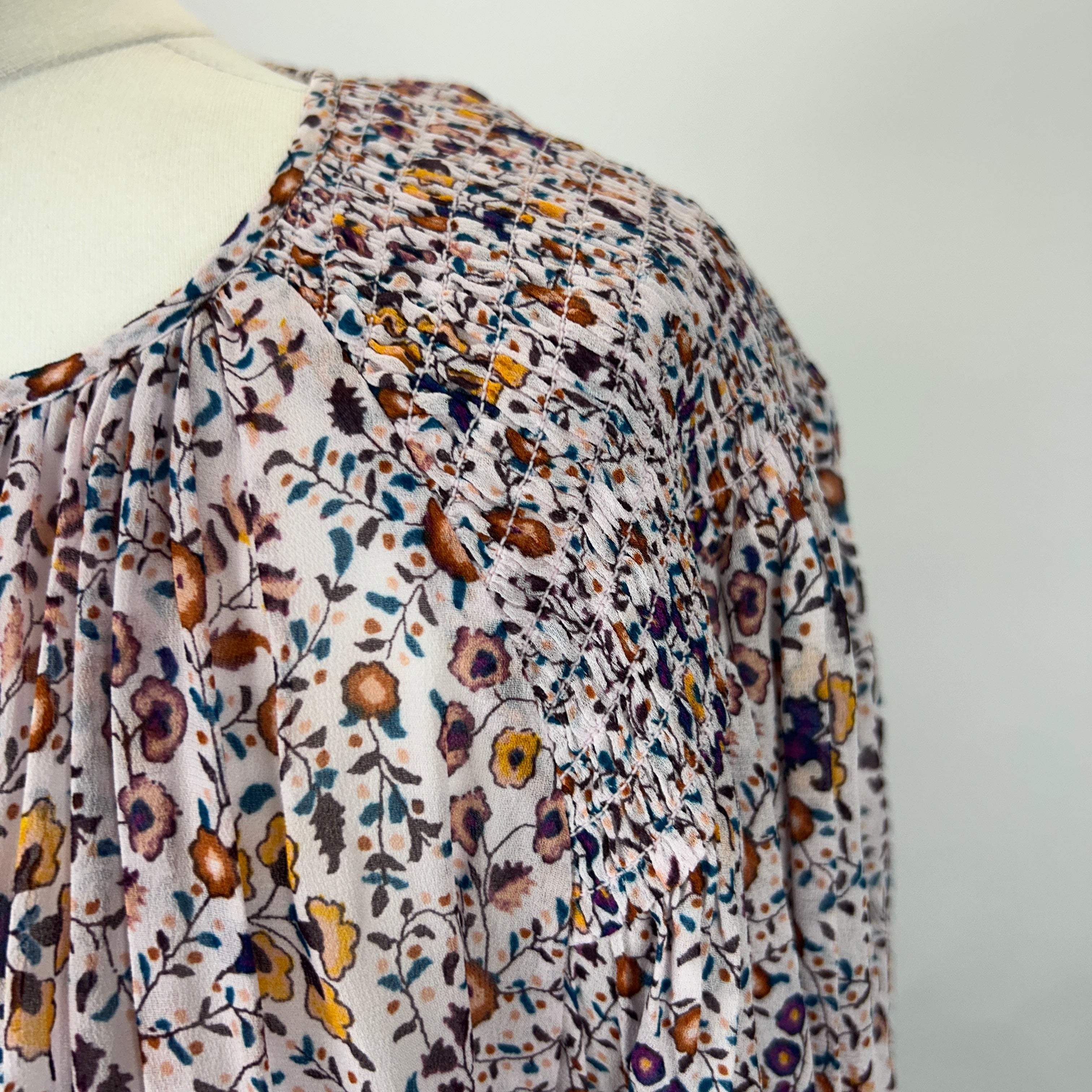 Isabel Marant Etoile New £720 Ivory Floral Chiffon Naema Maxi Dress M