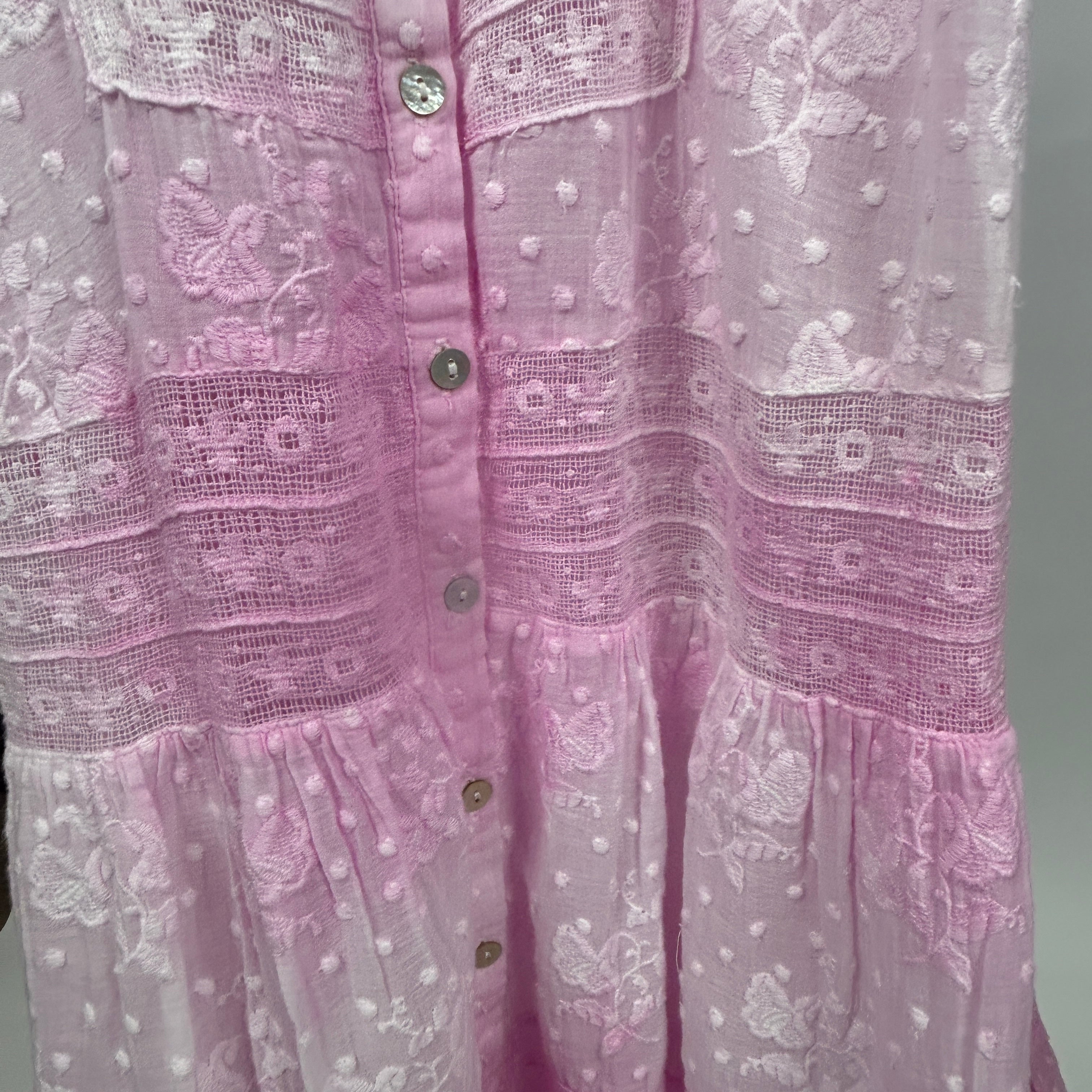 LoveShack Fancy New £485 Pink Minka Heritage Maxi Dress M/L