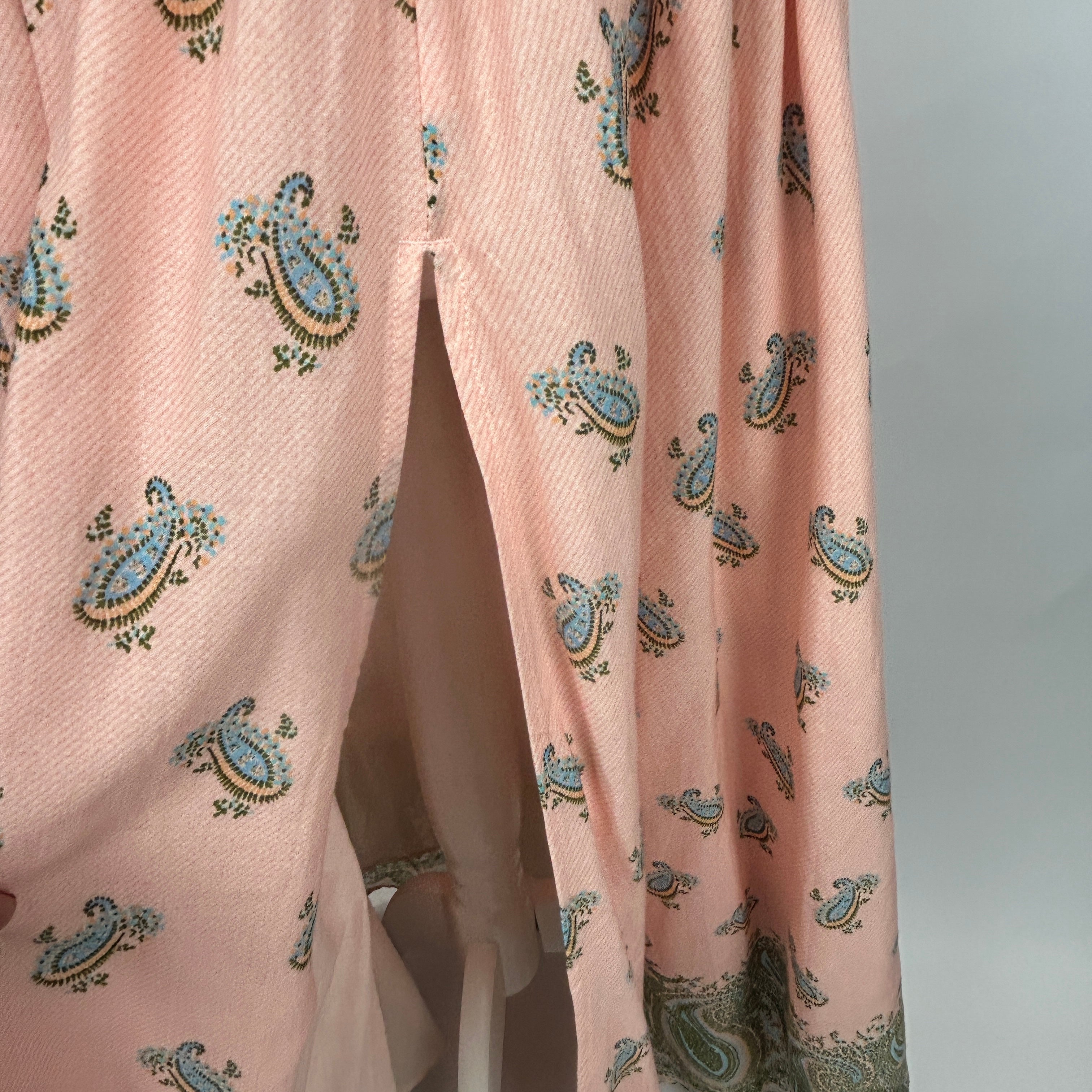 Boteh New £355 Peach & Mint Lucent Drop Waist Maxi Dress M