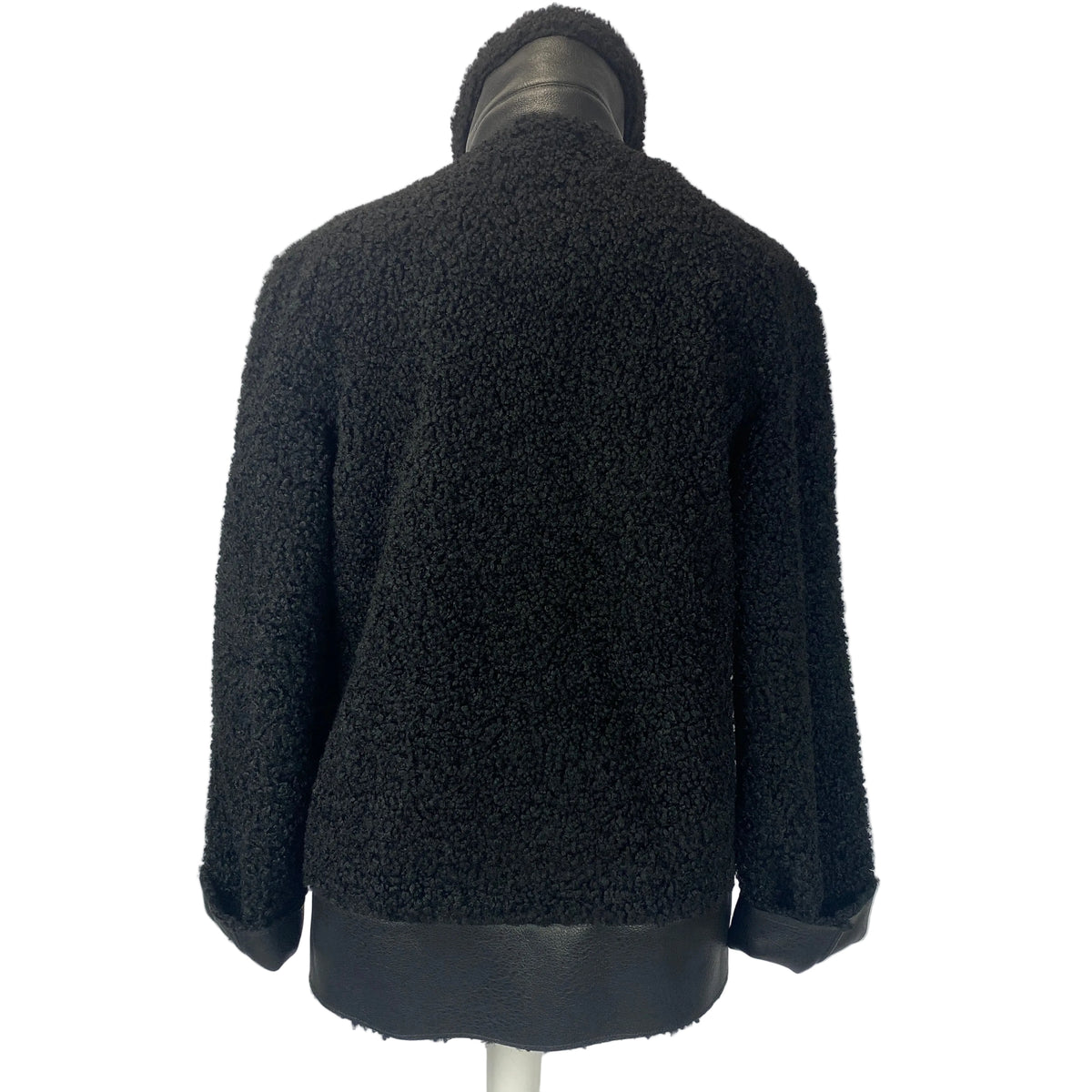 Berenice New Black Curly Faux Shearling Biker Jacket XS