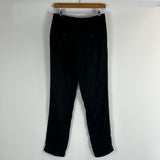 Pomandere Black Satin Tailored Pants XXS