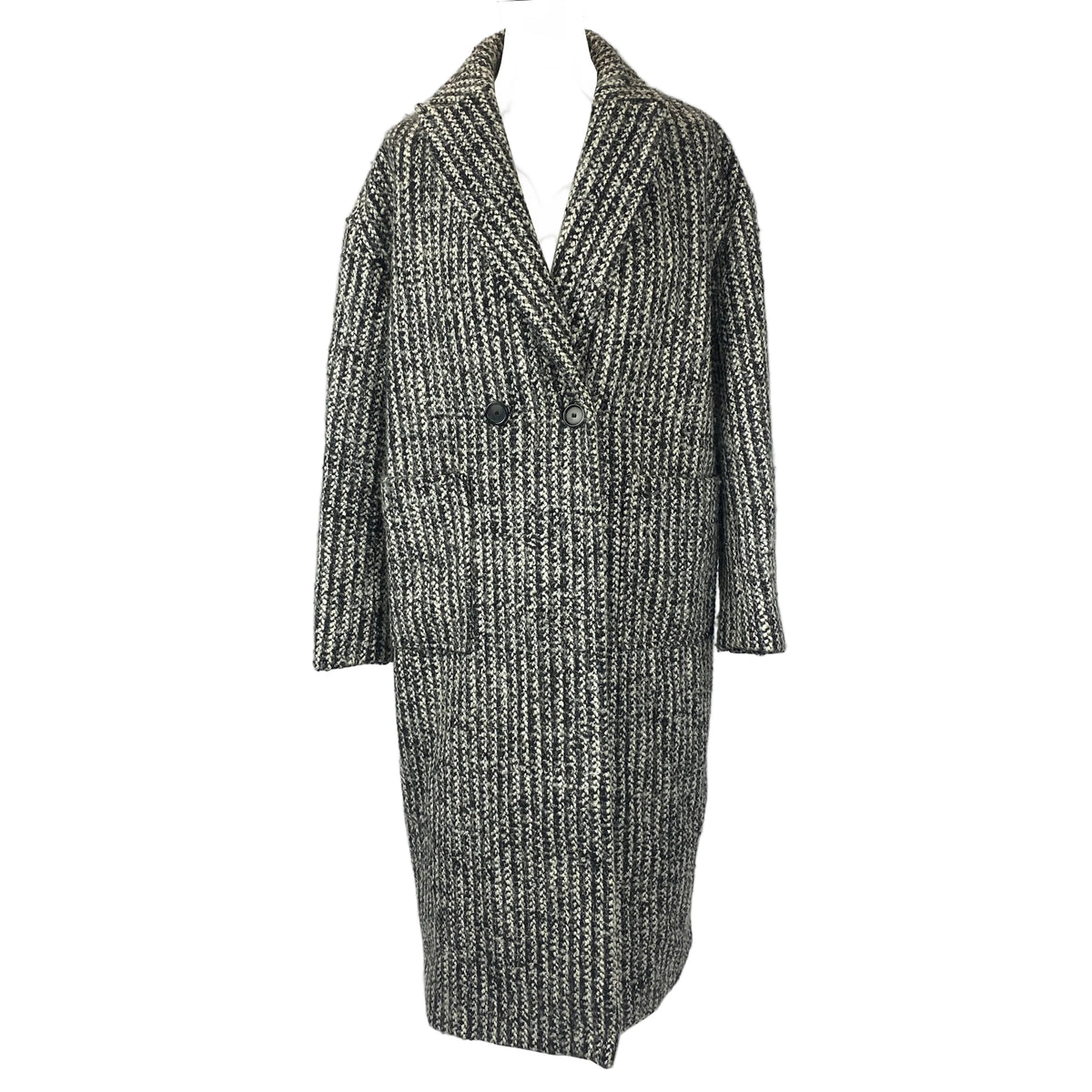 Ba&Sh £400 Monochrome Tweed Boucle Coat XS