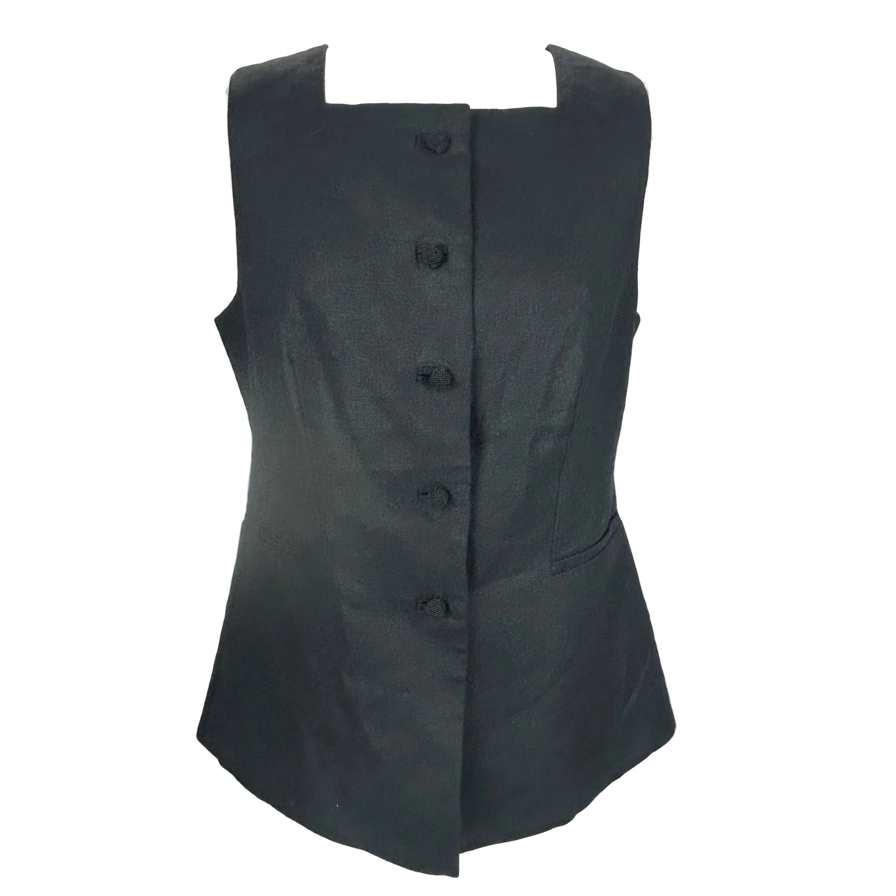 Posse New Black Linen Longline Waistcoat L