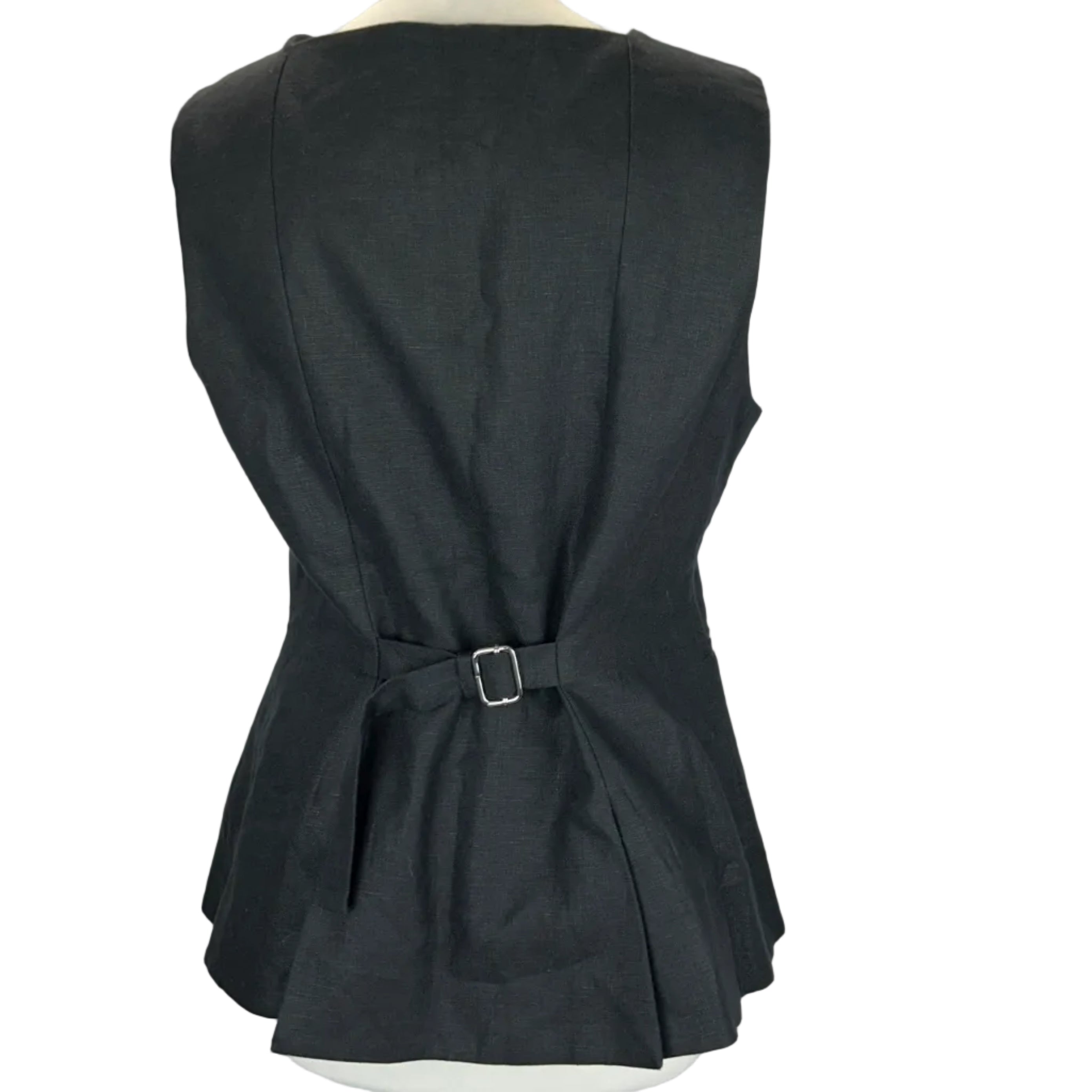 Posse New Black Linen Longline Waistcoat L