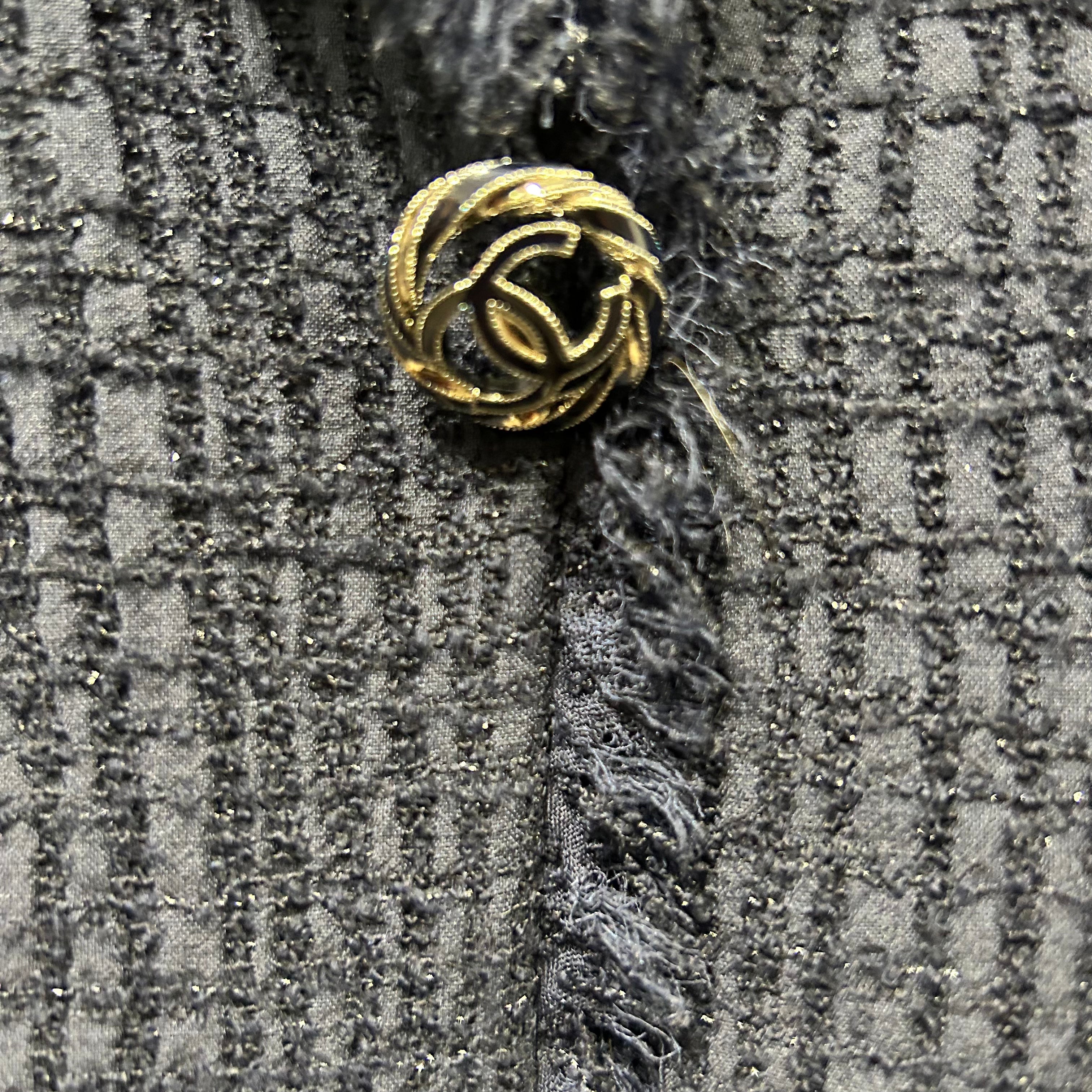 Chanel New Navy Sparkle Wool & Silk Tuxedo Jacket XS/XXS