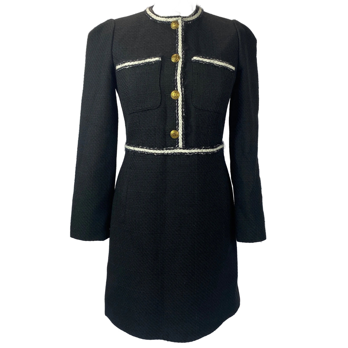 Me&Em New £295 Black Fit & Flare Tweed Dress XS