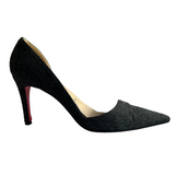 Christian Louboutin Grey Wool Flannel Heels 36.5