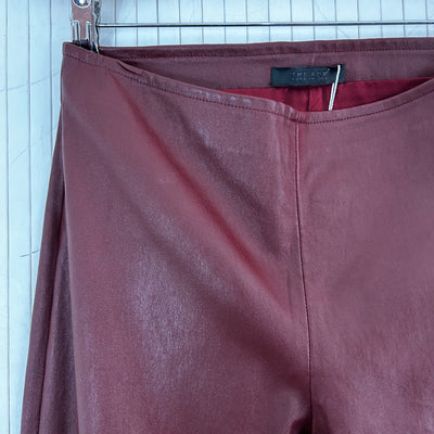 The Row £1800 Burgundy Lambskin Silk-Lined Leggings XS