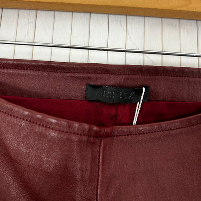 The Row £1800 Burgundy Lambskin Silk-Lined Leggings XS