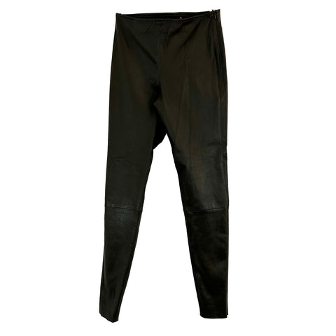 The Row_Brand New £1800 Olive Lambskin Silk-Lined Leggings_US4