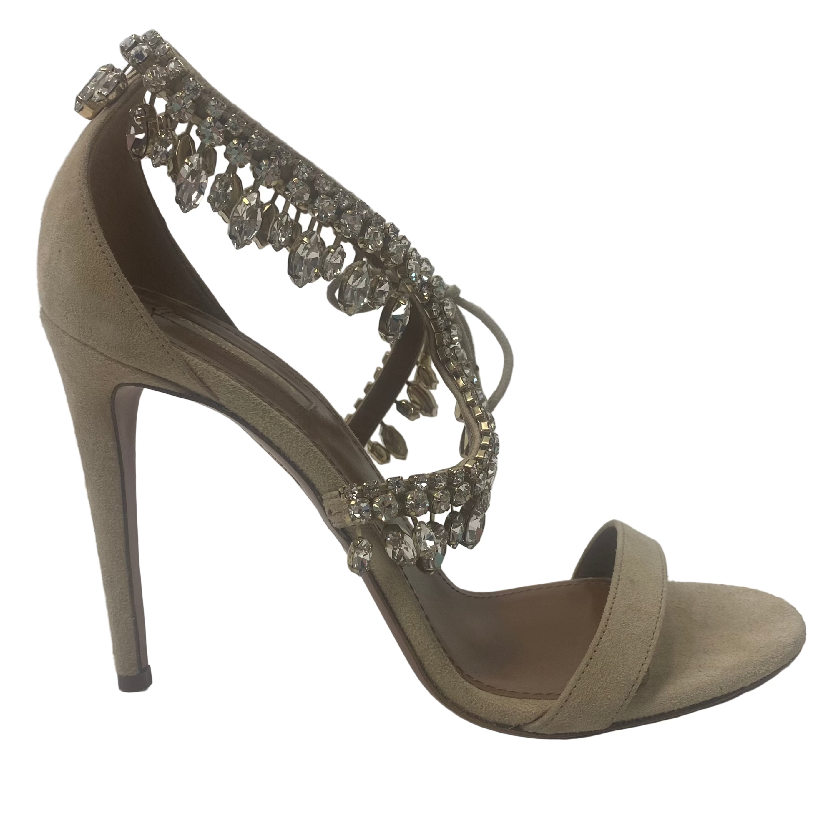 Aquazzura £1330 Cream Suede Moonwalk 105 Sandals 39