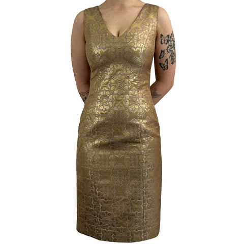 Carolina Herrera_Gold & Lilac Brocade Shift Dress_US4