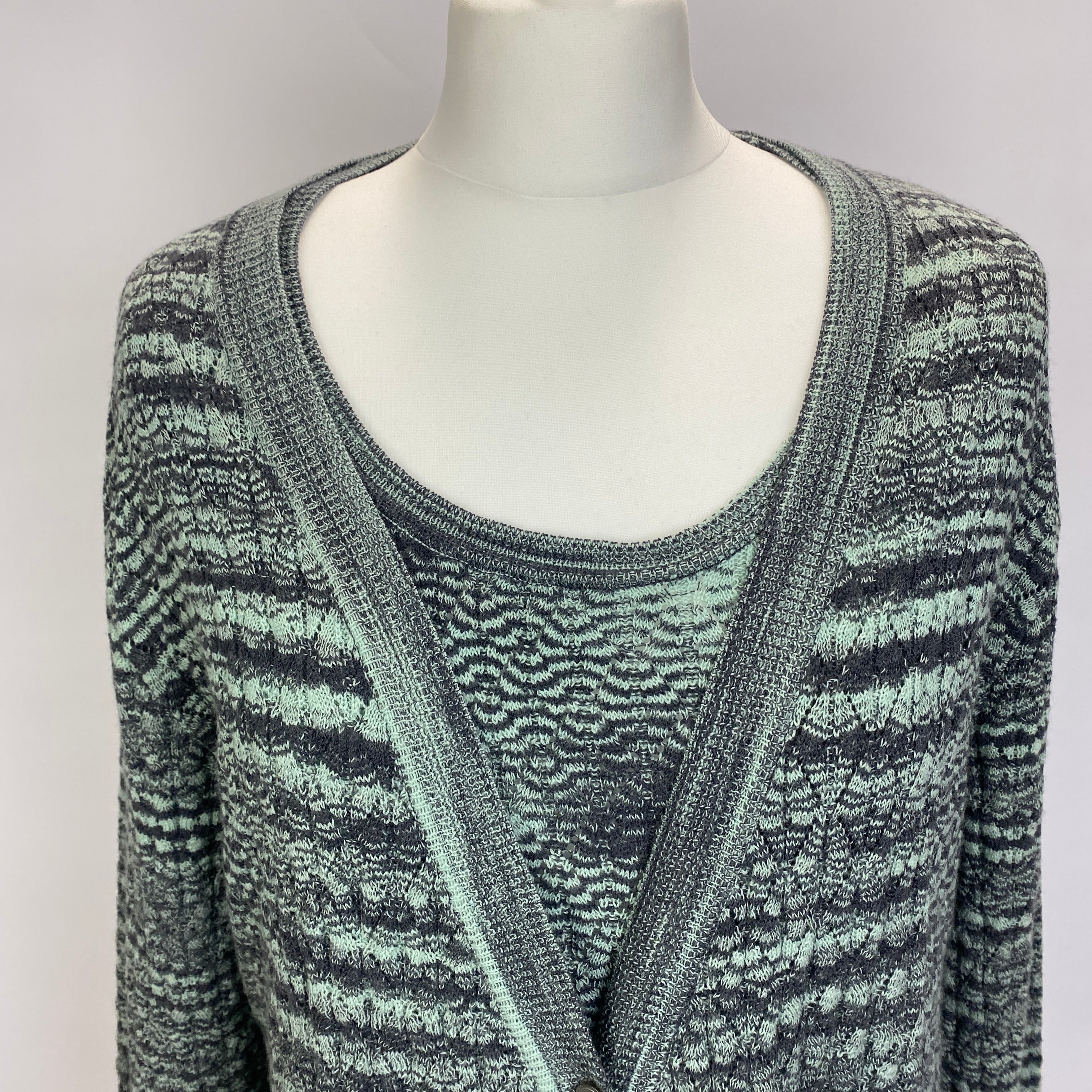 Missoni New £700 Mint Green & Grey Wool Twinset L